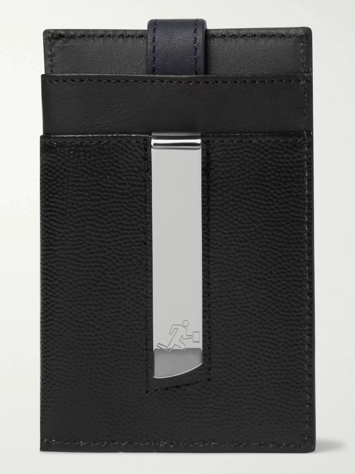 Pebble-Grain Leather Cardholder with Money Clip