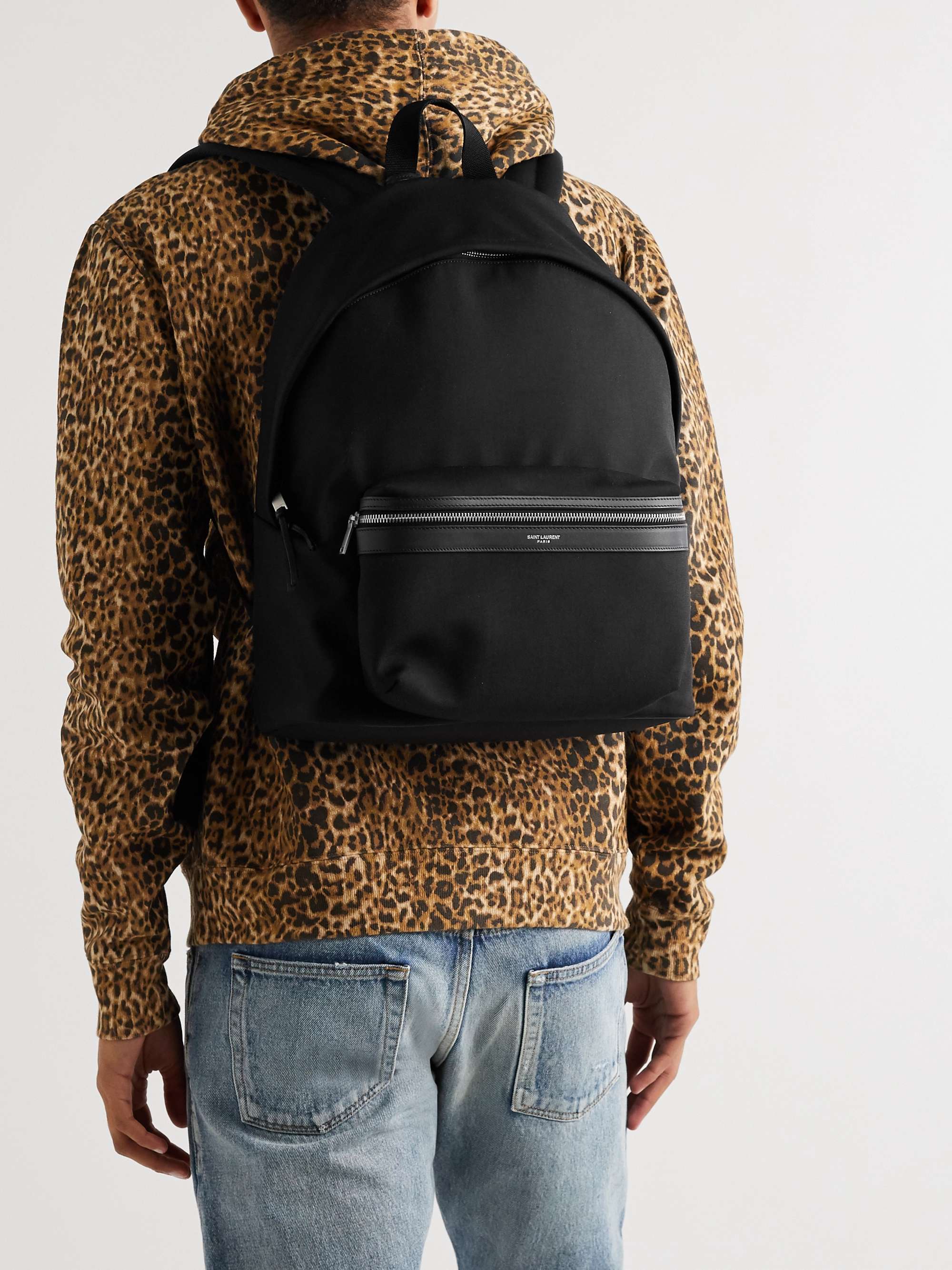 SAINT LAURENT Leather-Trimmed Canvas Backpack for Men | MR PORTER