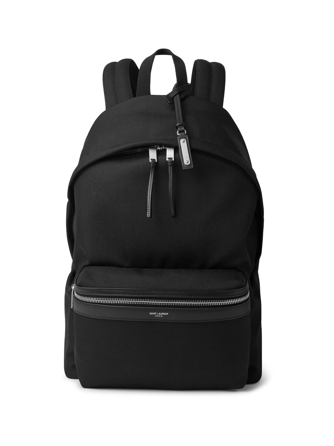 Saint Laurent Leather-trimmed Canvas Backpack In Black