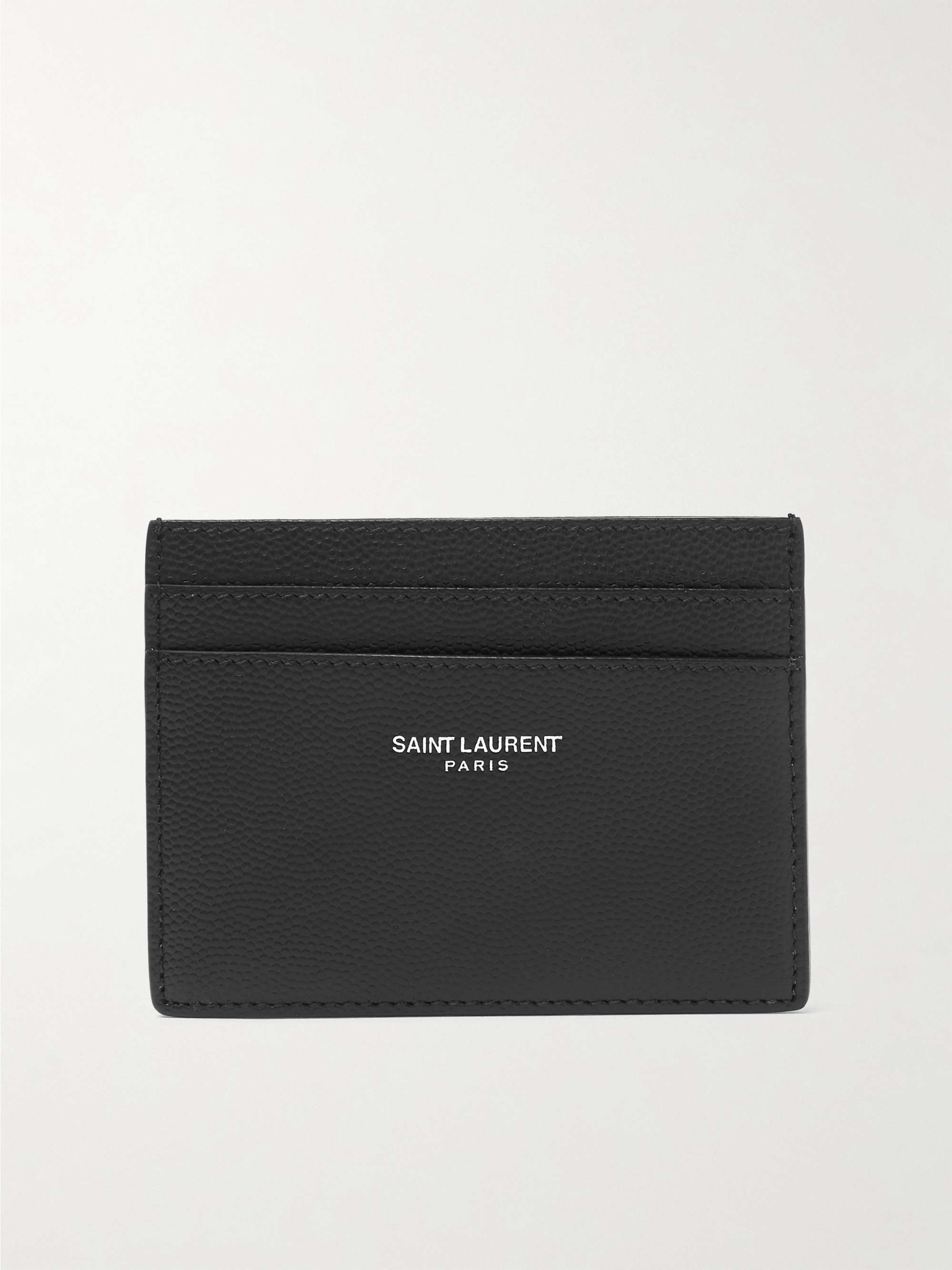 SAINT LAURENT Logo-Print Pebble-Grain Leather Cardholder for Men | MR PORTER