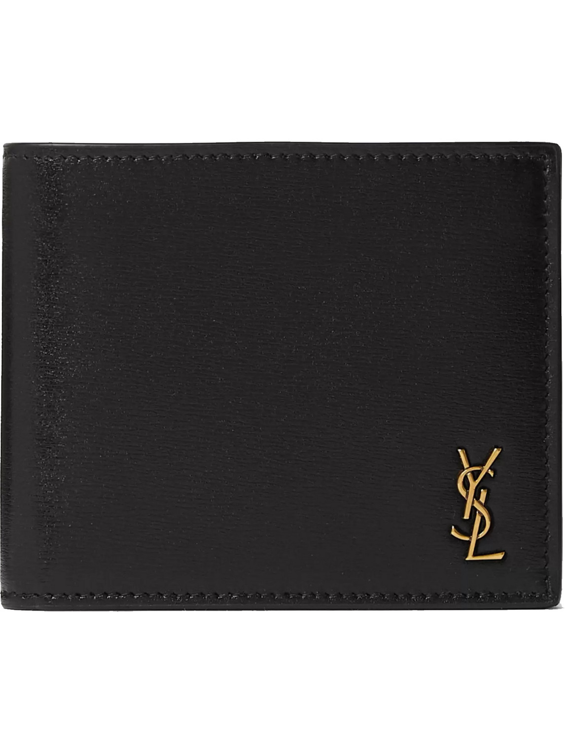 Saint Laurent Logo-appliquéd Leather Billfold Wallet In Black