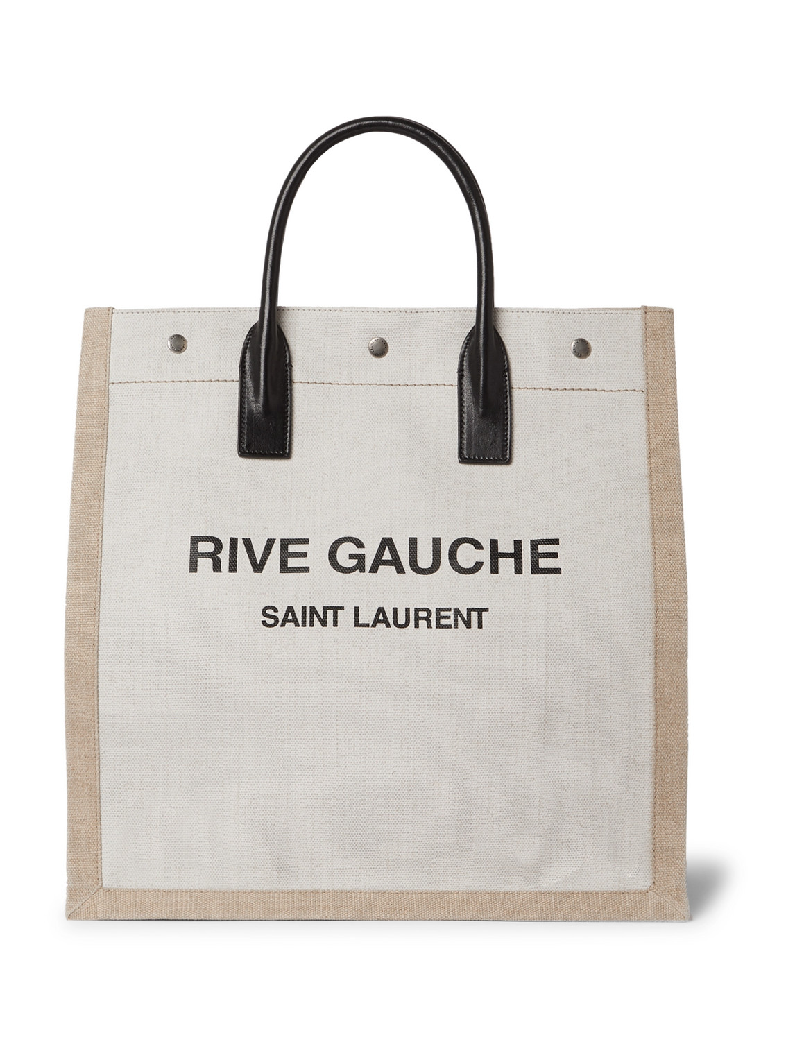 SAINT LAURENT - Noe Logo-Print Leather-Trimmed Canvas Tote Bag - Men -  White for Men