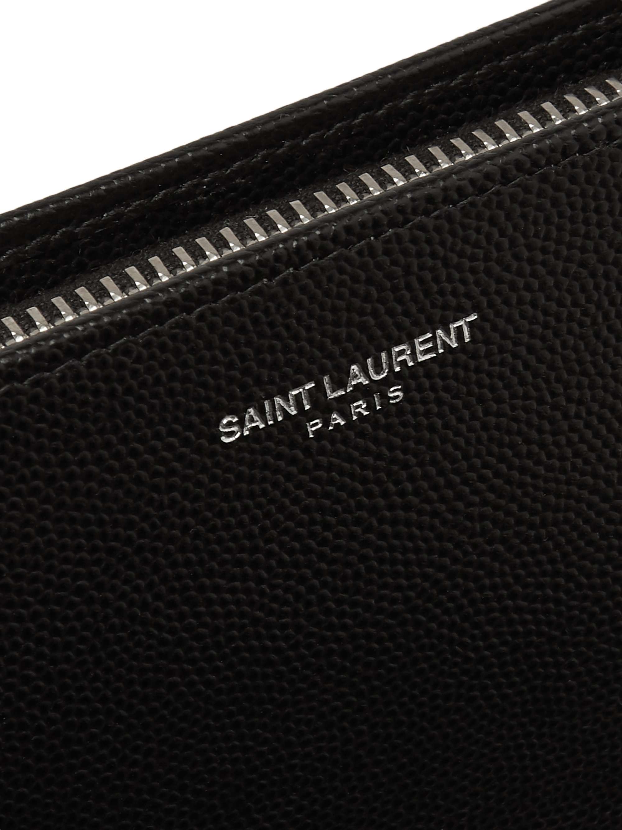Saint Laurent Zip Around Wallet in Grain de Poudre Embossed Leather