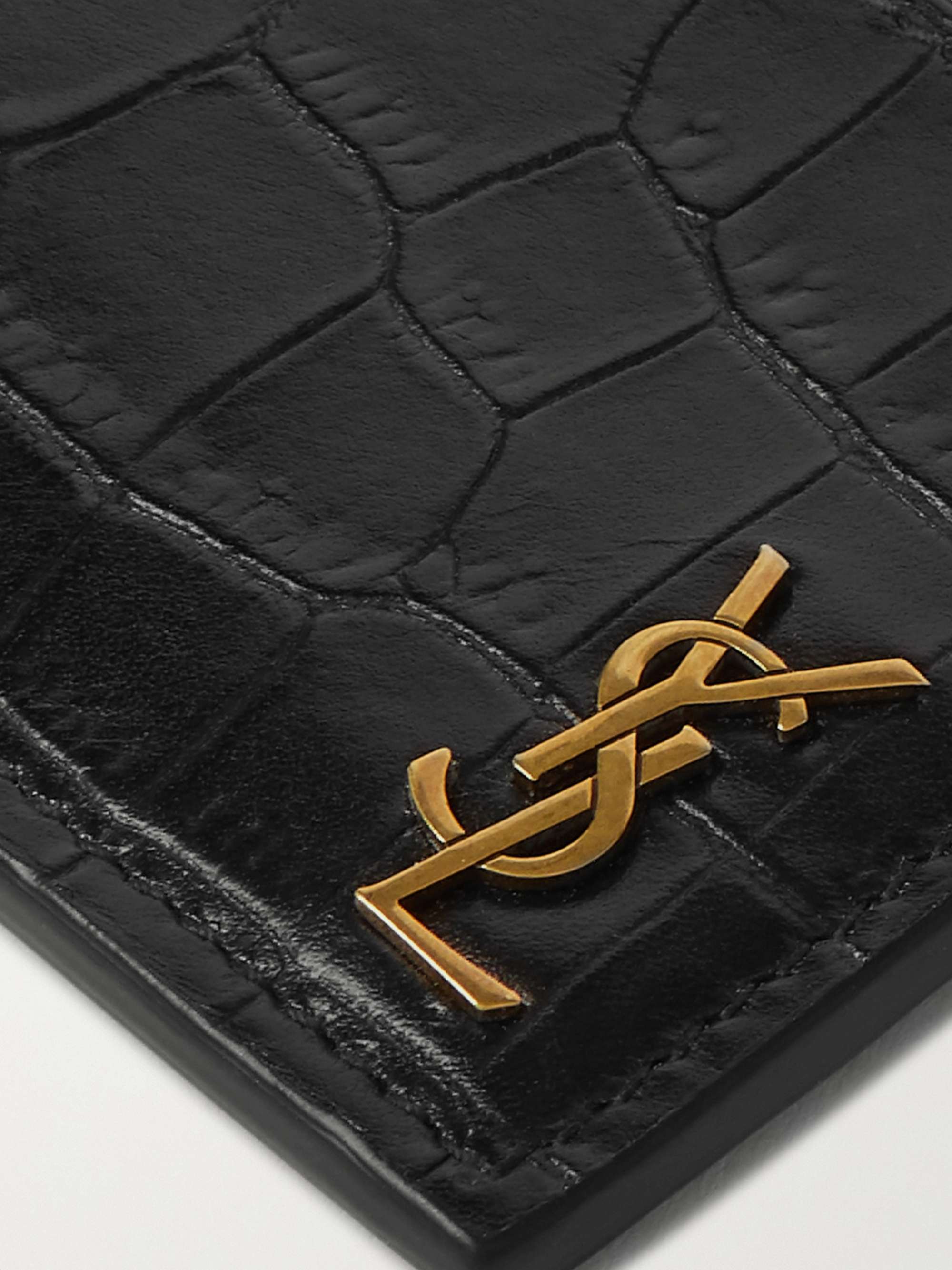 SAINT LAURENT Logo-Appliquéd Croc-Effect Leather Cardholder for Men | MR  PORTER