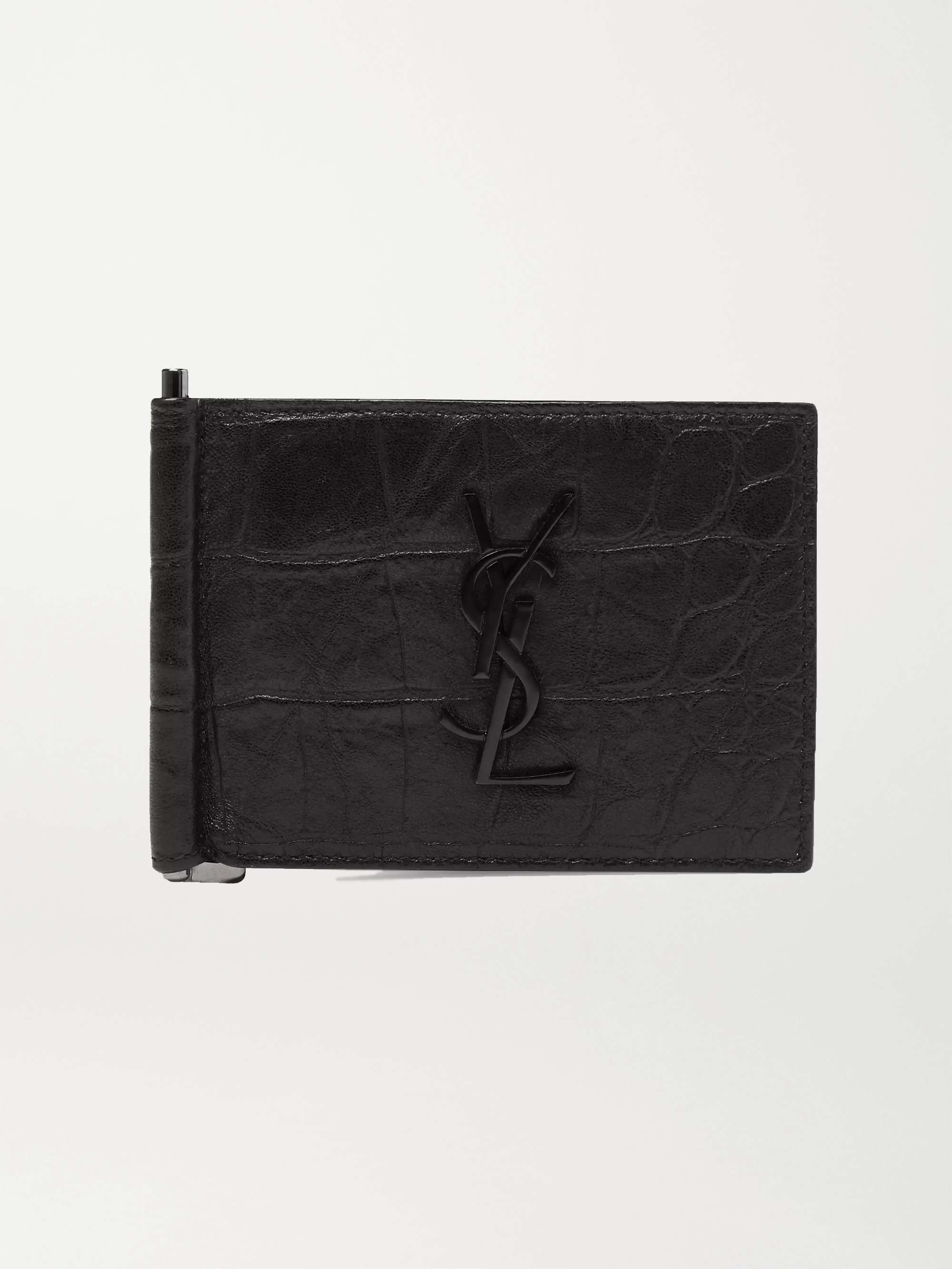 SAINT LAURENT Logo-Appliquéd Leather Wallet with Money Clip for Men | MR  PORTER