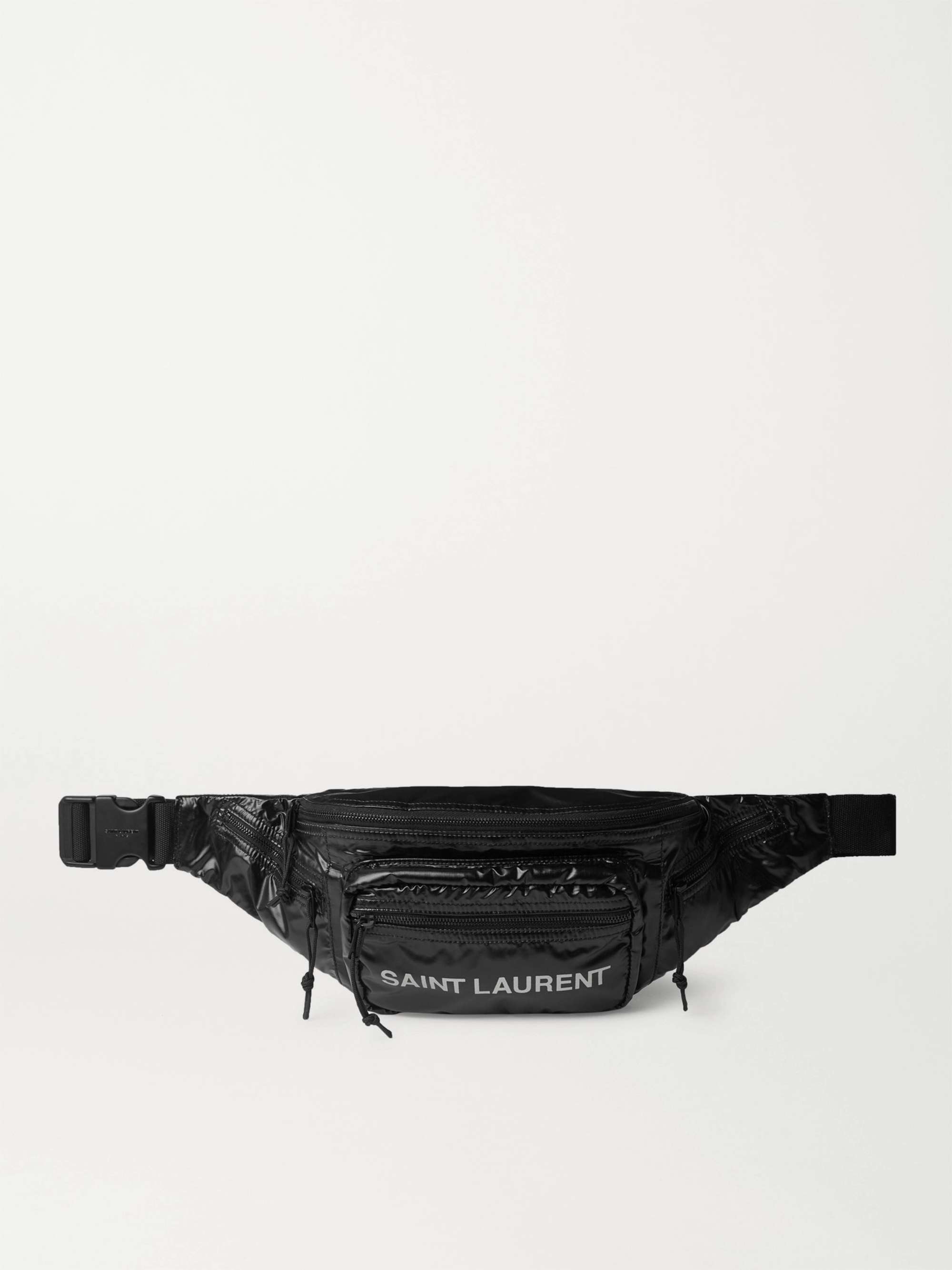أسود حقيبة خصر من قماش ريبستوب العازل بطبعة شعار العلامة | SAINT LAURENT |  MR PORTER