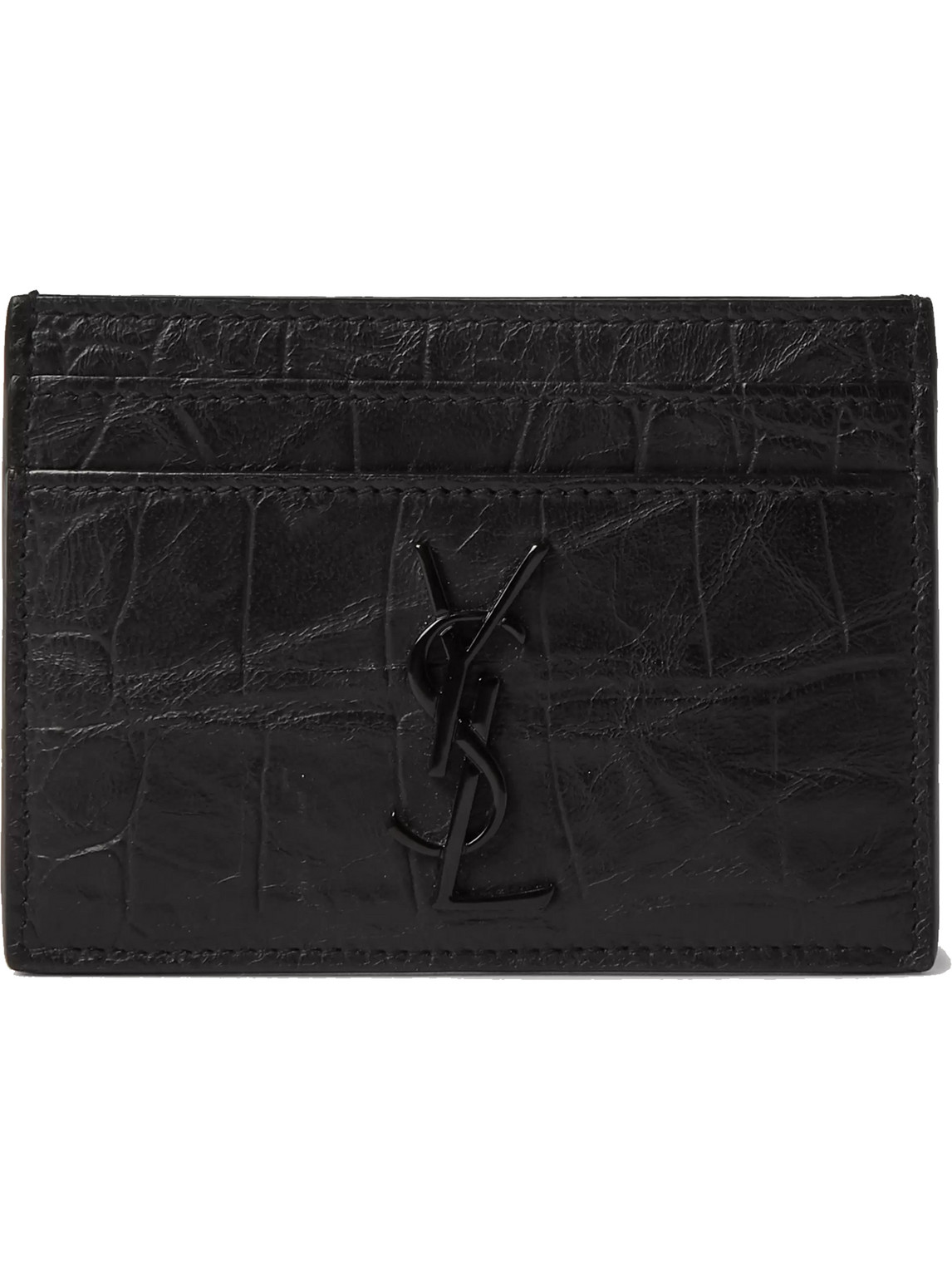 SAINT LAURENT - Logo-Appliquéd Croc-Effect Leather Wallet - Men - Black for  Men