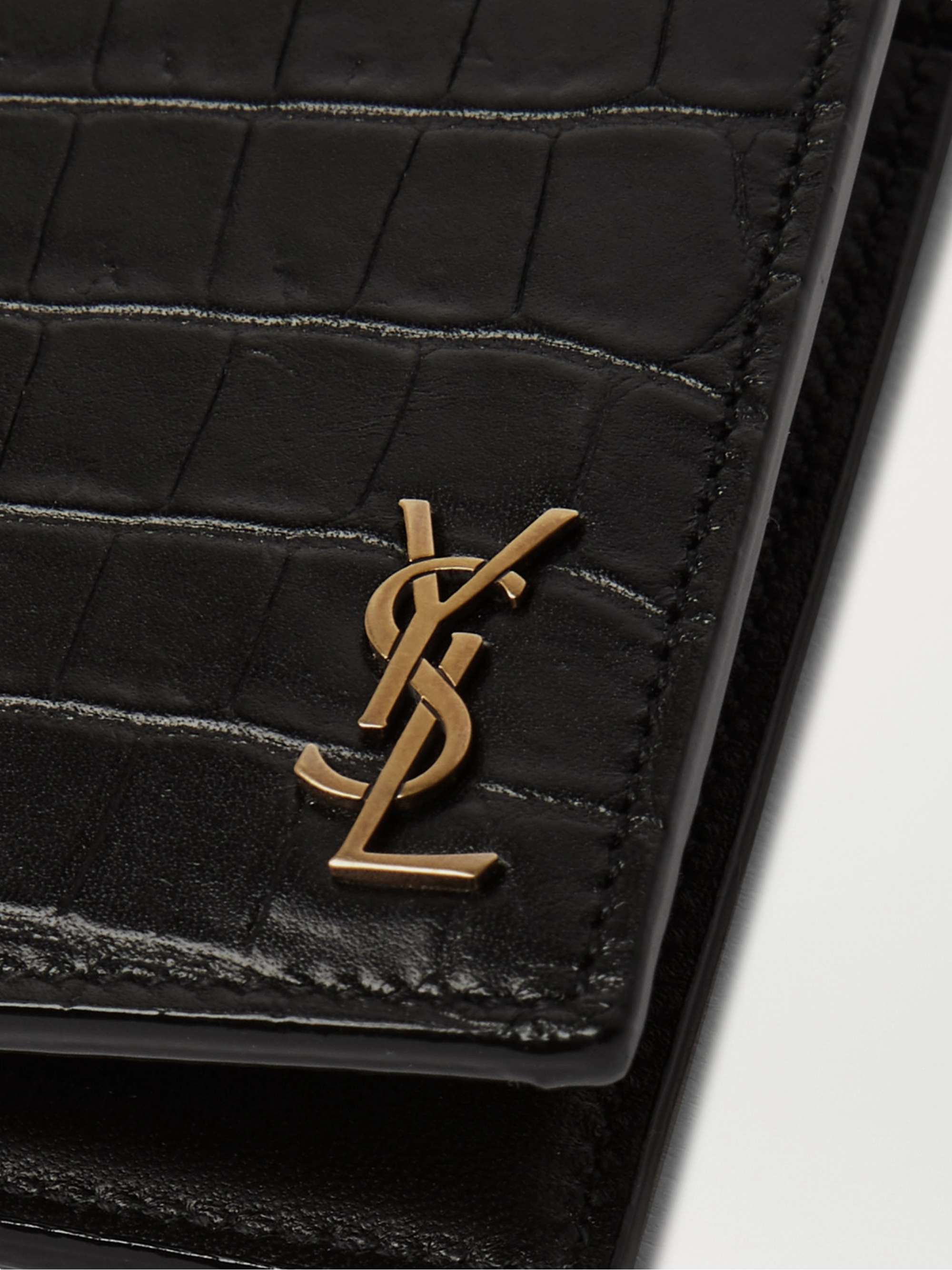 Logo-Appliquéd Croc-Effect Leather Wallet