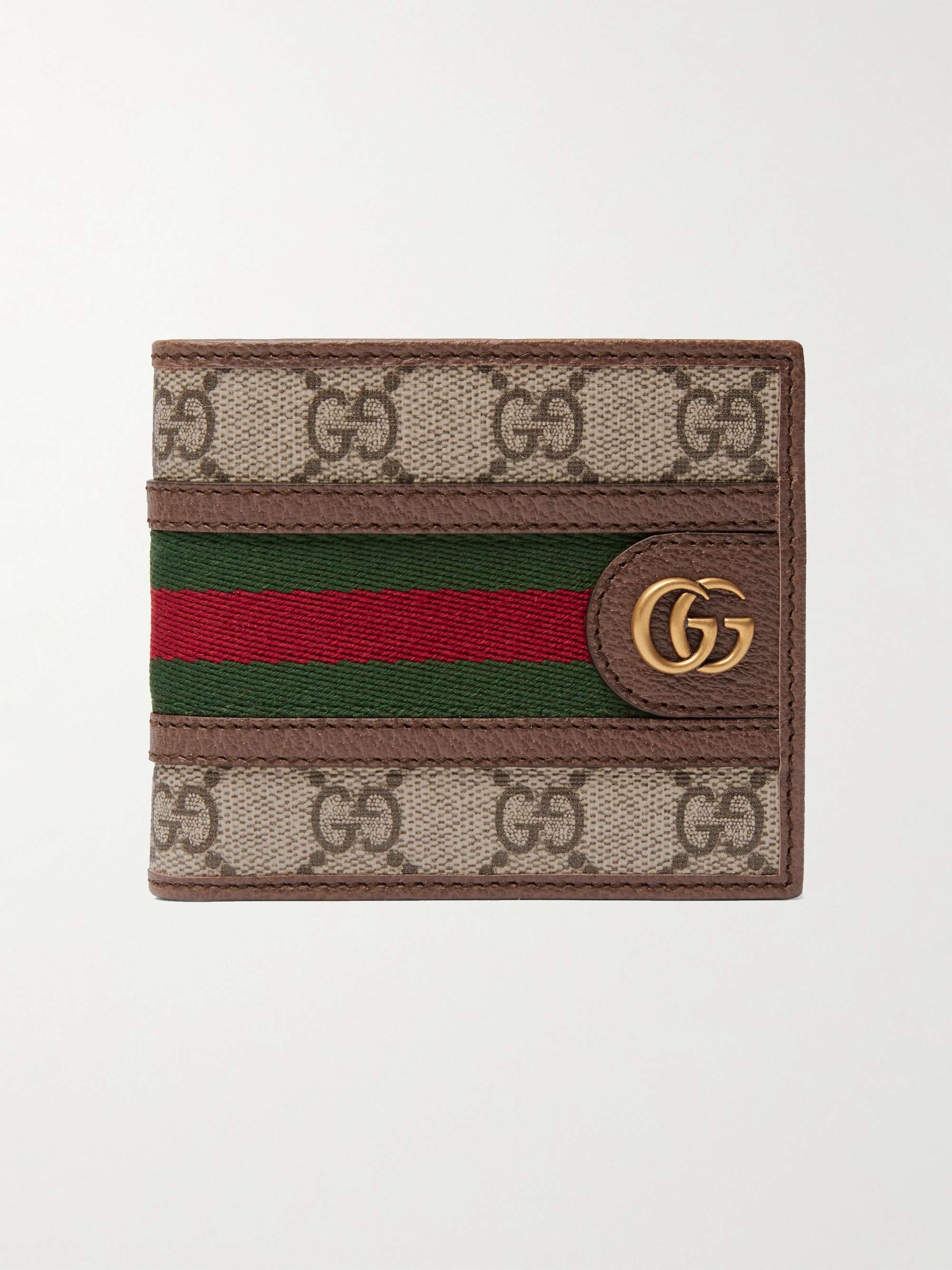 GUCCI Ophidia Webbing-Trimmed Monogrammed Coated-Canvas and Leather ...