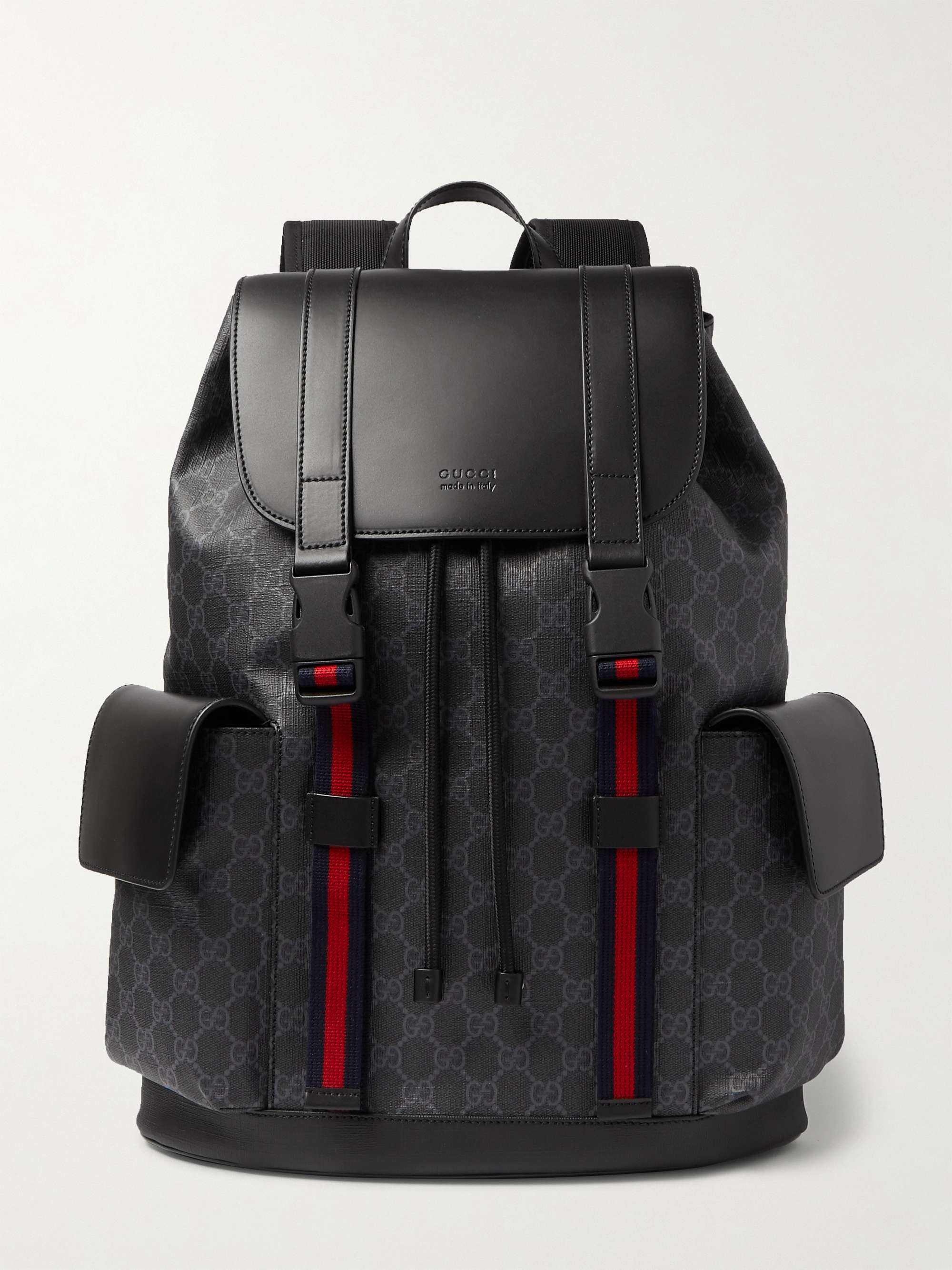 GUCCI Monogrammed Coated-Canvas and Leather Backpack | MR PORTER