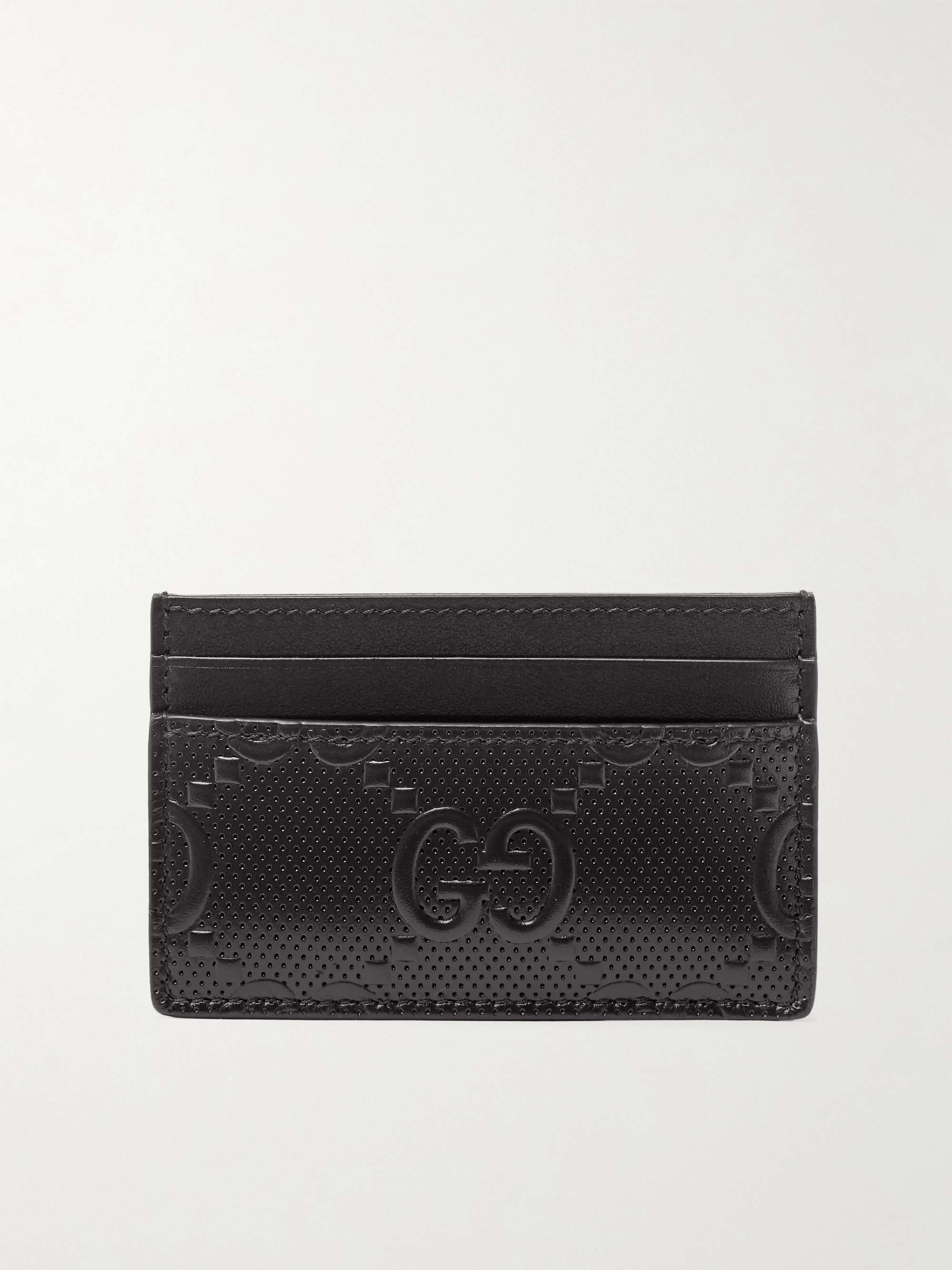 Black GG Tennis Logo-Embossed Leather Cardholder | GUCCI | MR PORTER