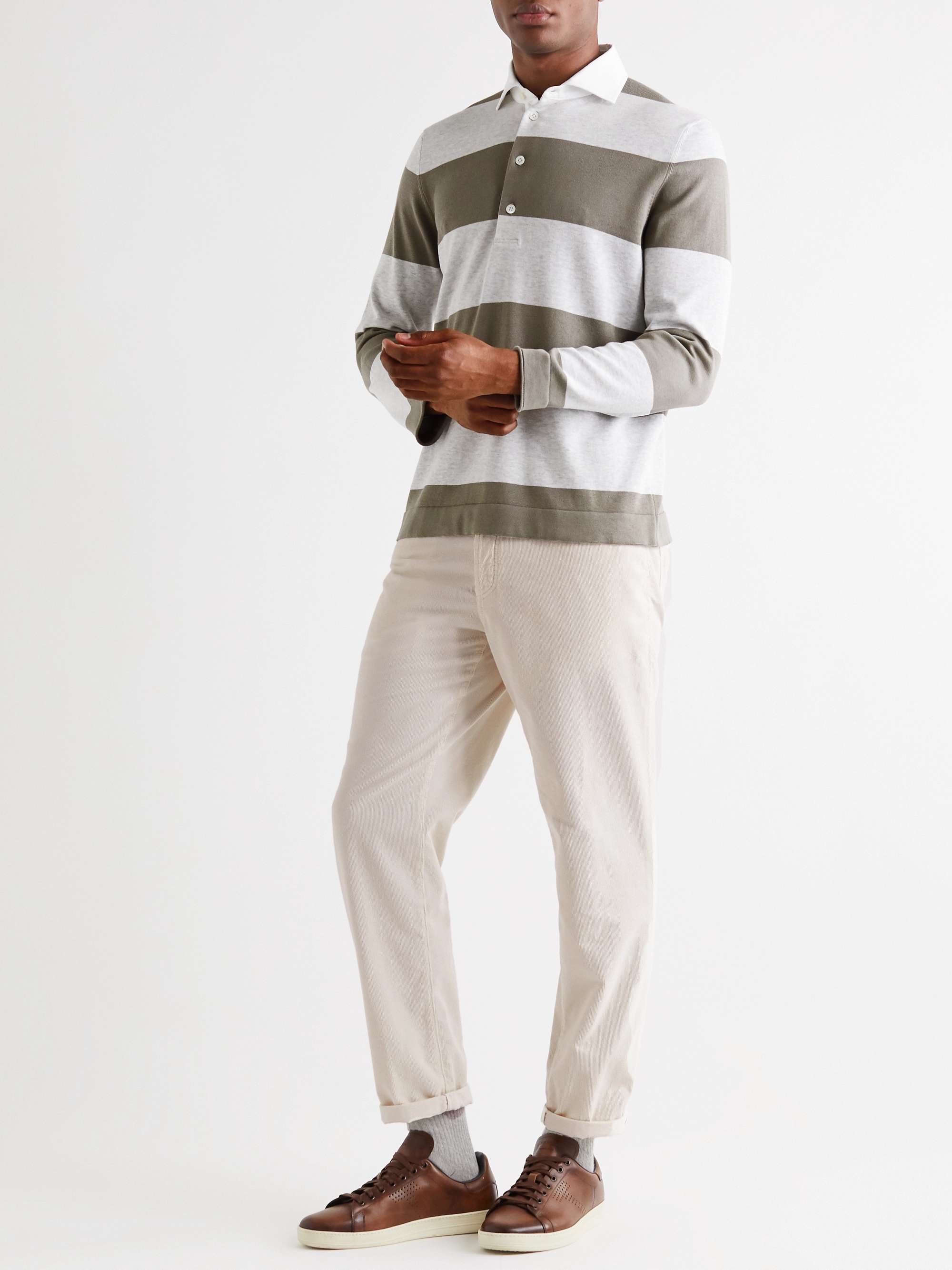 BRUNELLO CUCINELLI Slim-Fit Tapered Cotton-Corduroy Trousers for Men ...