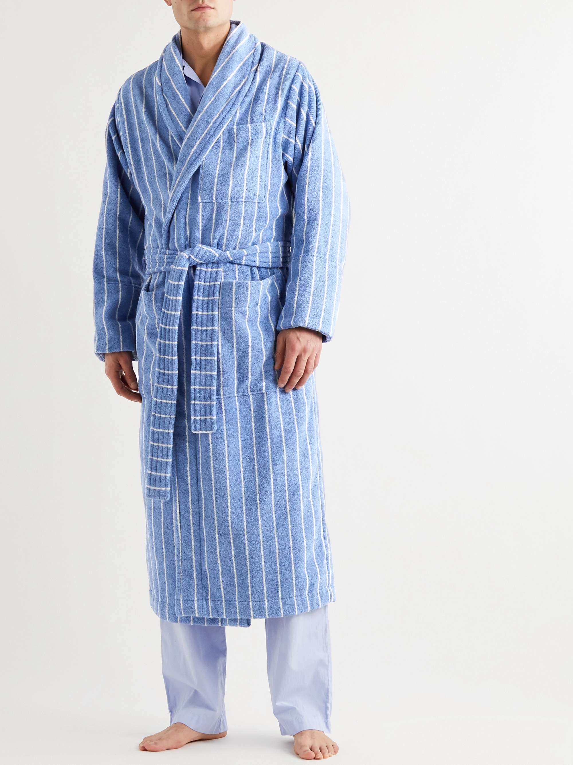 Blue Striped Organic Cotton-Terry Robe | TEKLA | MR PORTER