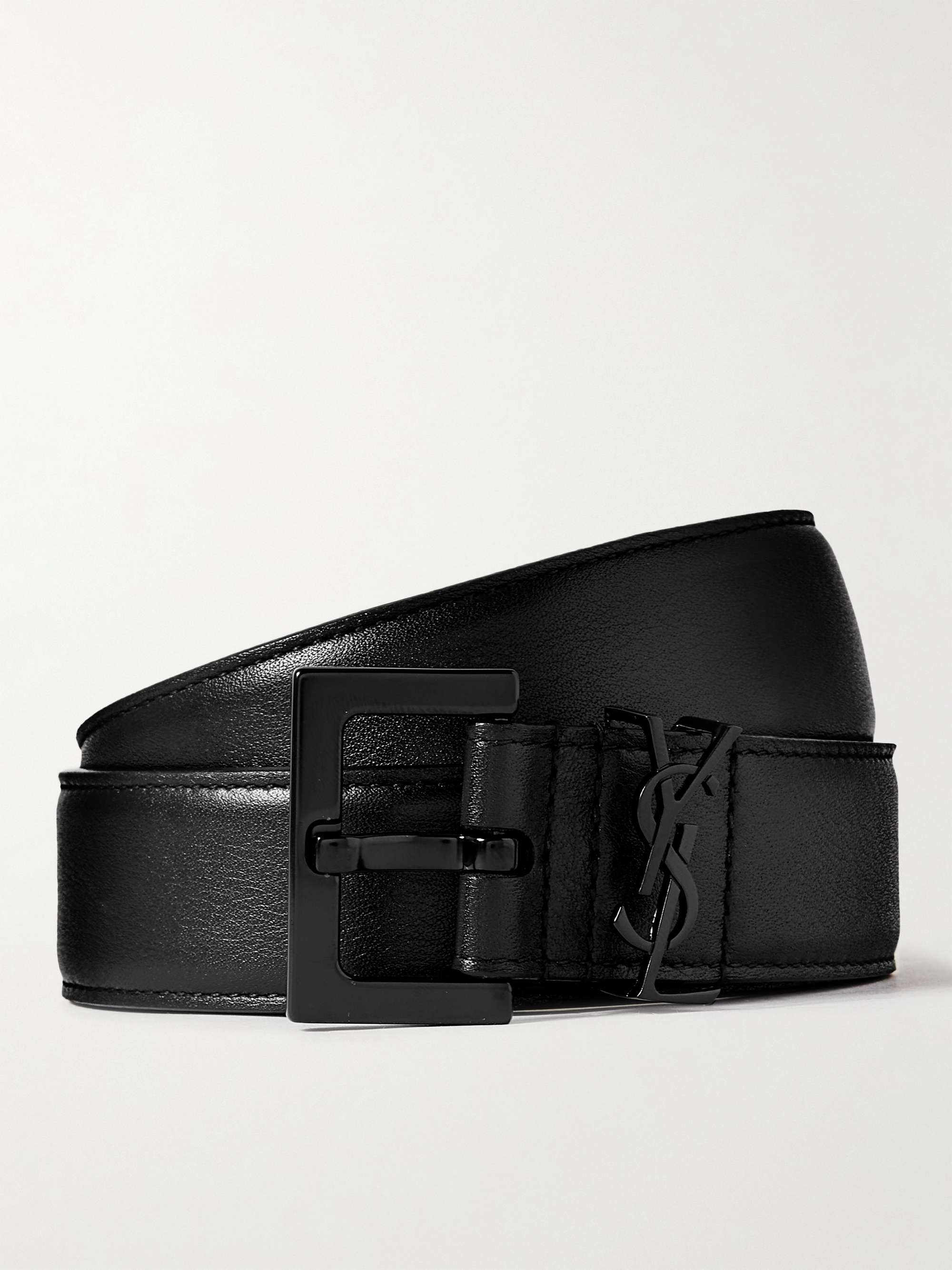 Saint Laurent Men's Monogram Leather Belt