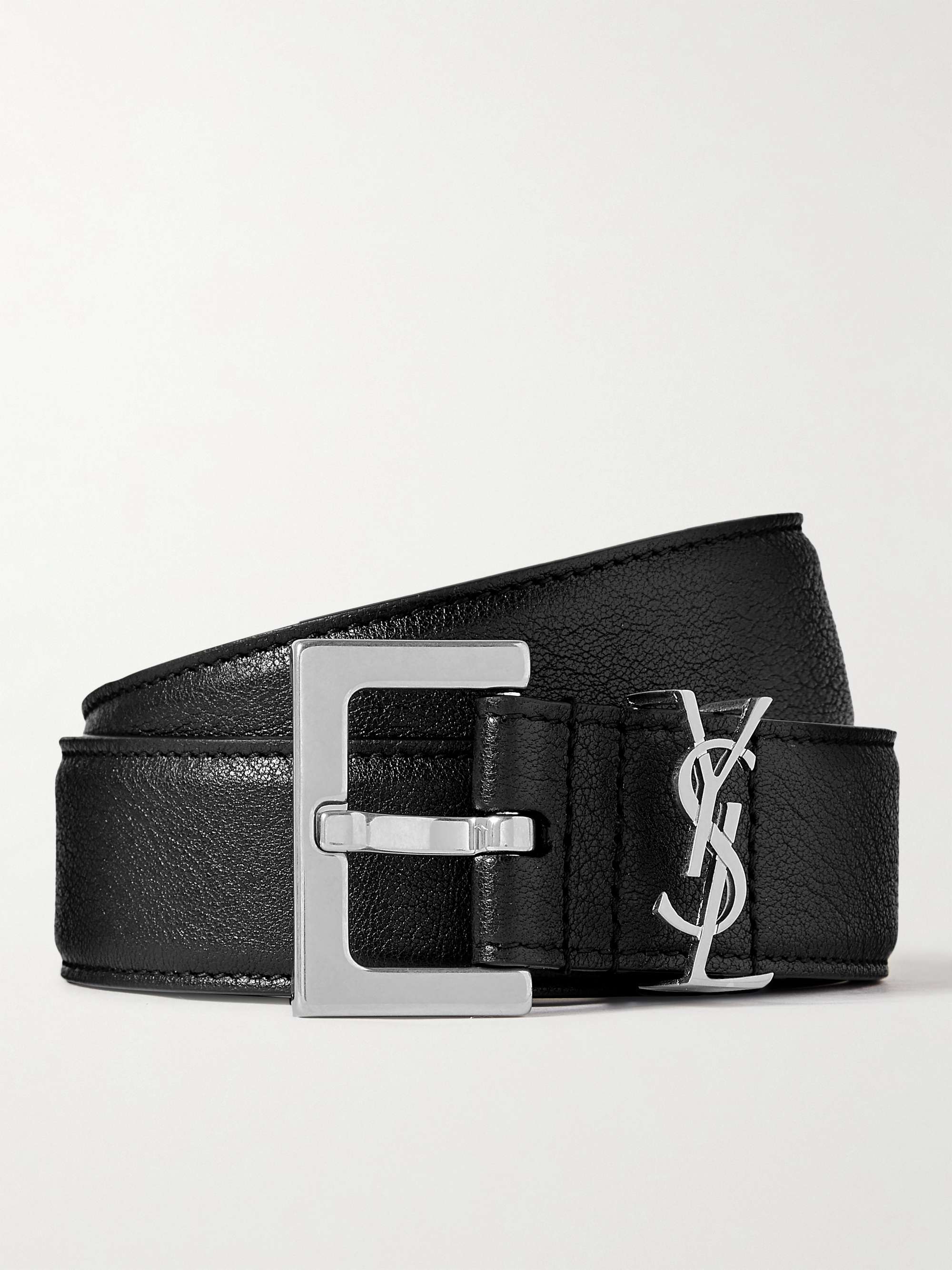 SAINT LAURENT 3cm Full-Grain Leather Belt for Men | MR PORTER