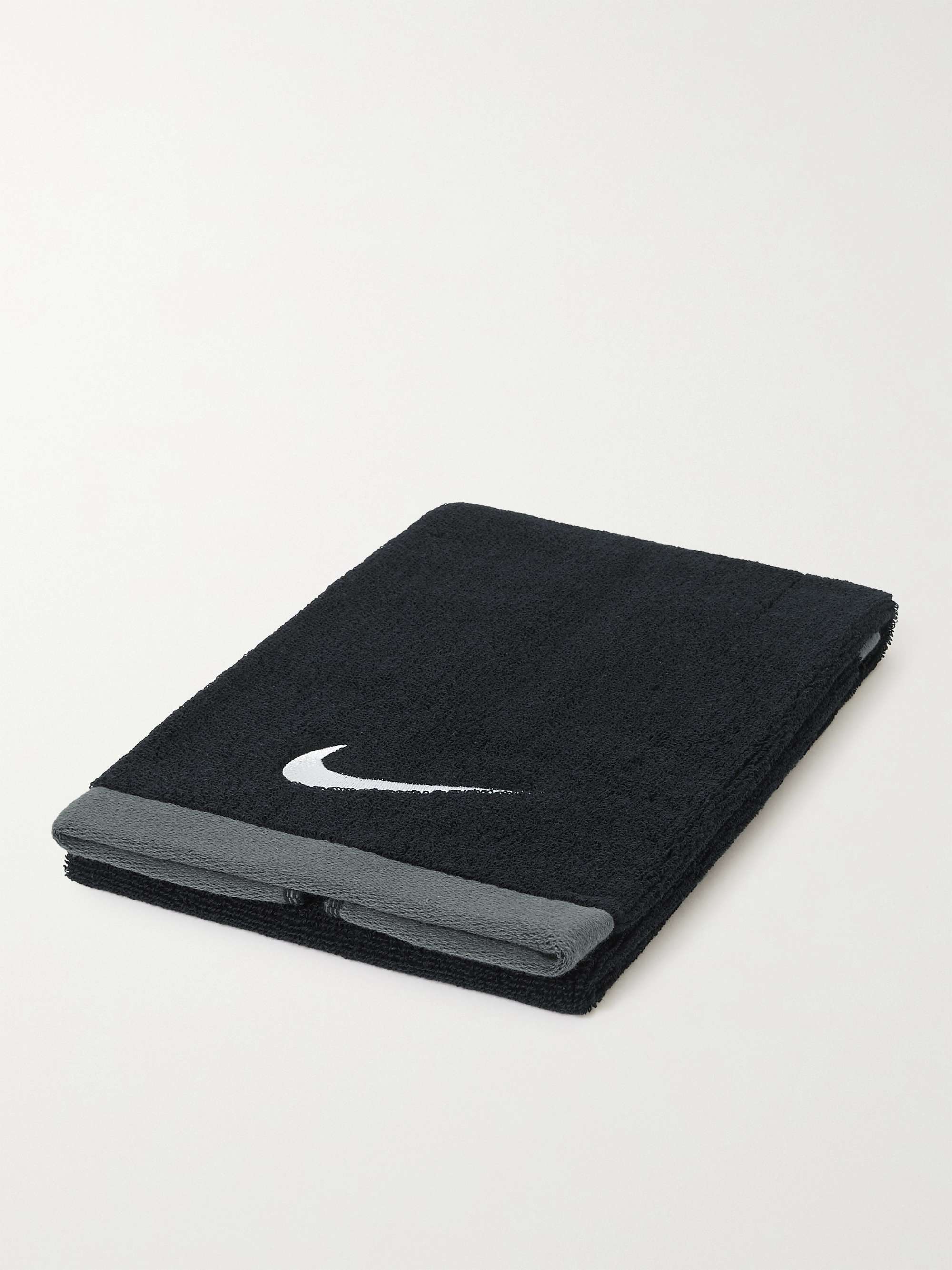 Black Fundamental Logo-Embroidered Cotton-Terry Towel | NIKE | MR PORTER