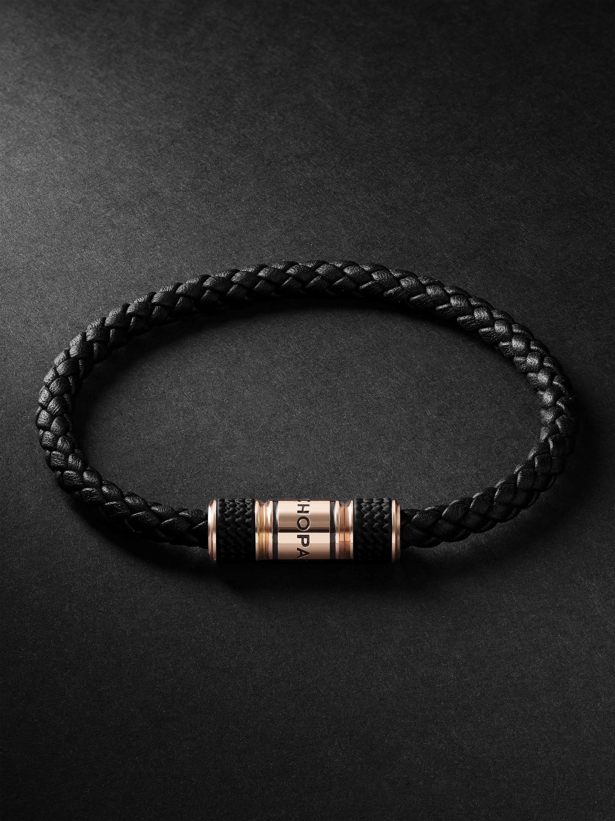 Black Mille Miglia Woven Leather and Rose Gold-Tone Bracelet | CHOPARD | MR  PORTER