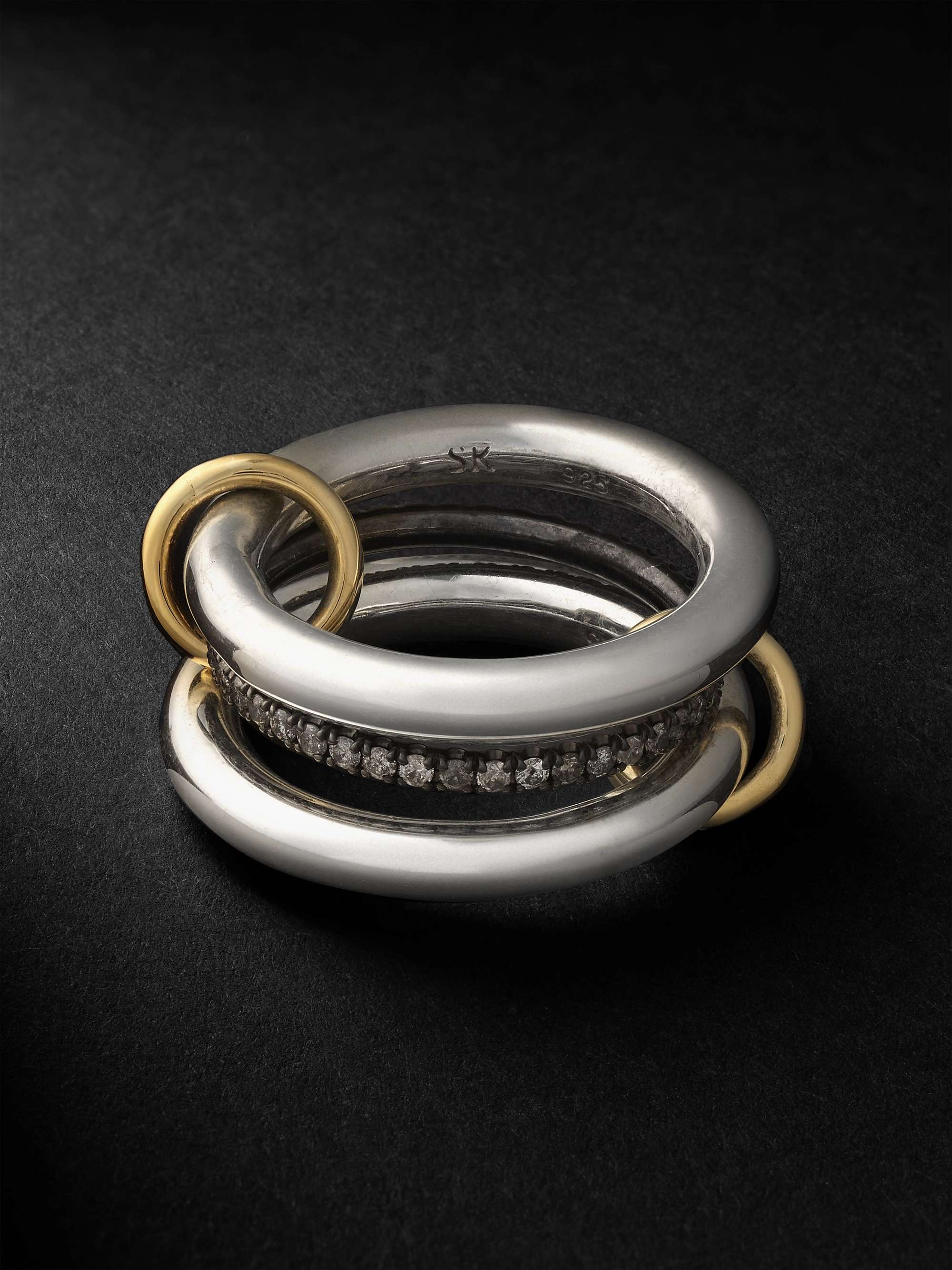 SPINELLI KILCOLLIN Libra Gris Silver, Gold and Diamond Ring | MR PORTER