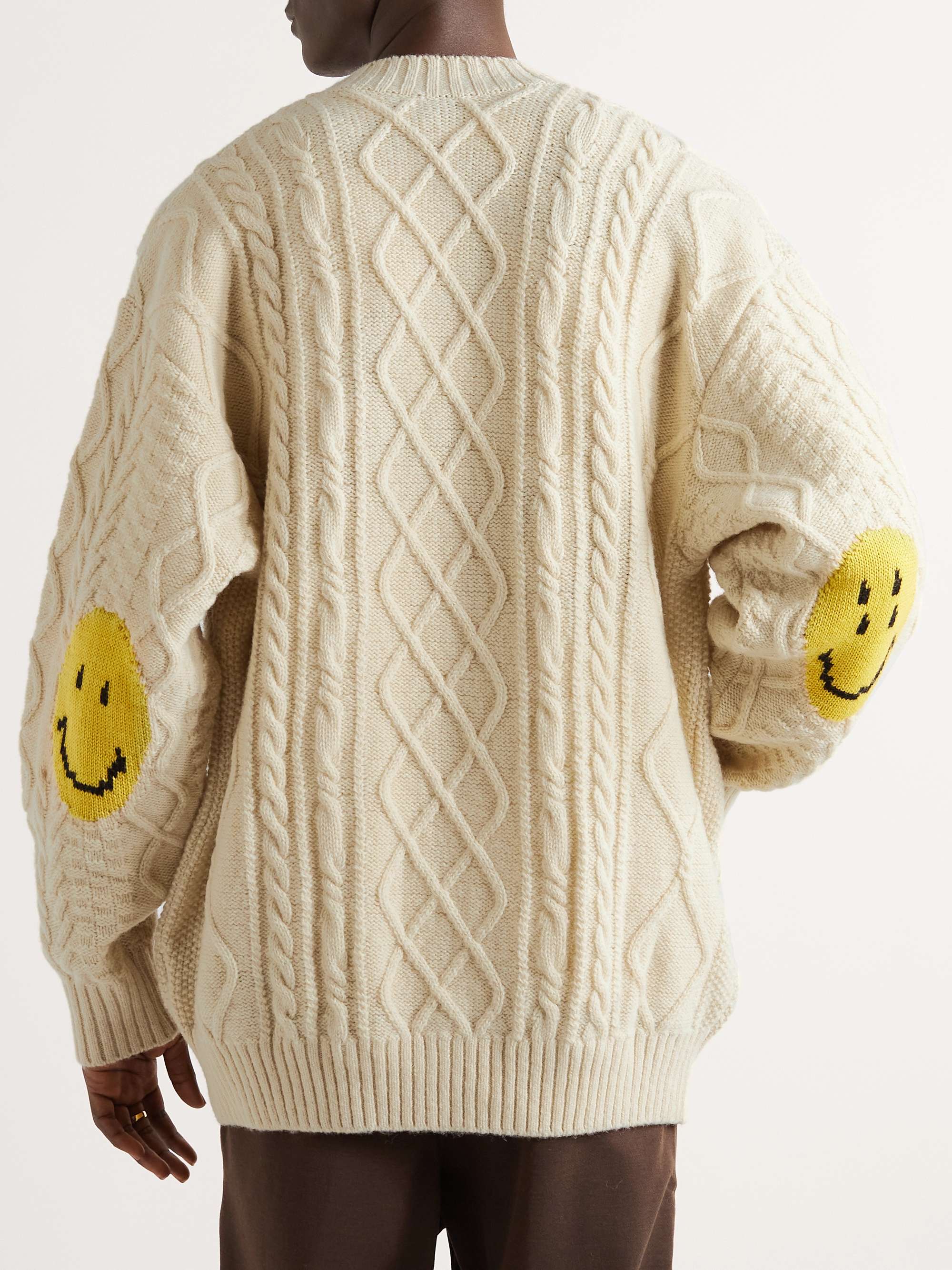 KAPITAL Logo-Intarsia Cable-Knit Wool-Blend Cardigan for Men | MR PORTER