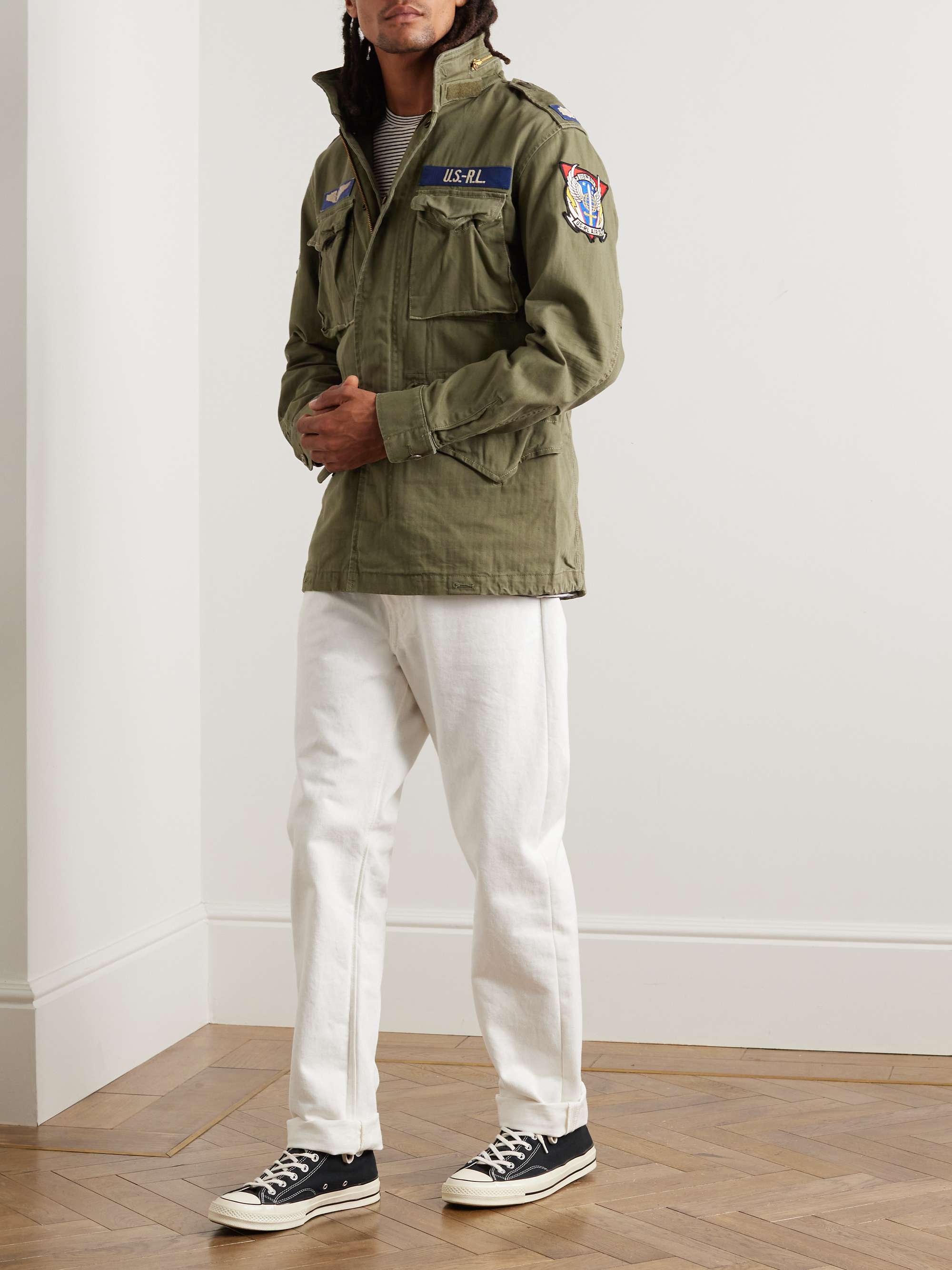 POLO RALPH LAUREN M65 Logo-Appliquéd Herringbone Cotton Field Jacket | MR  PORTER