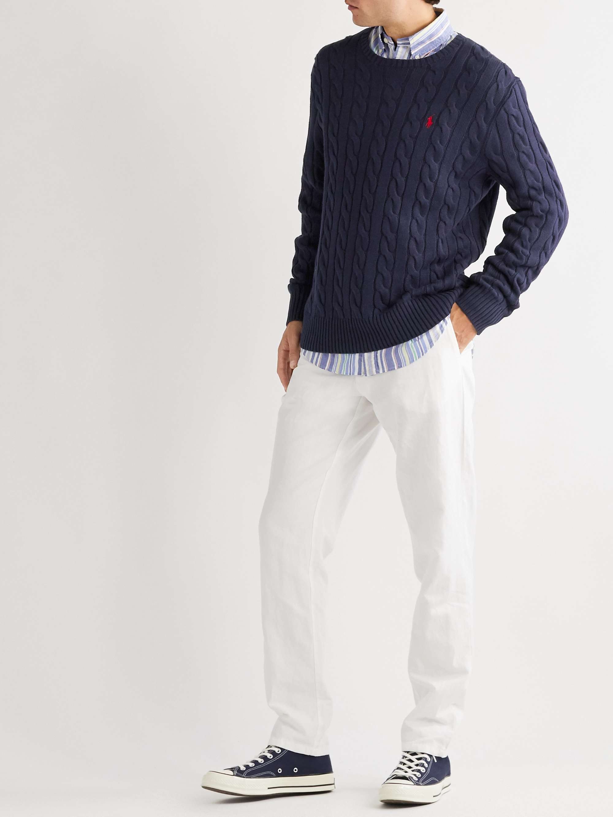 Navy Cable-Knit Cotton Sweater | POLO RALPH LAUREN | MR PORTER