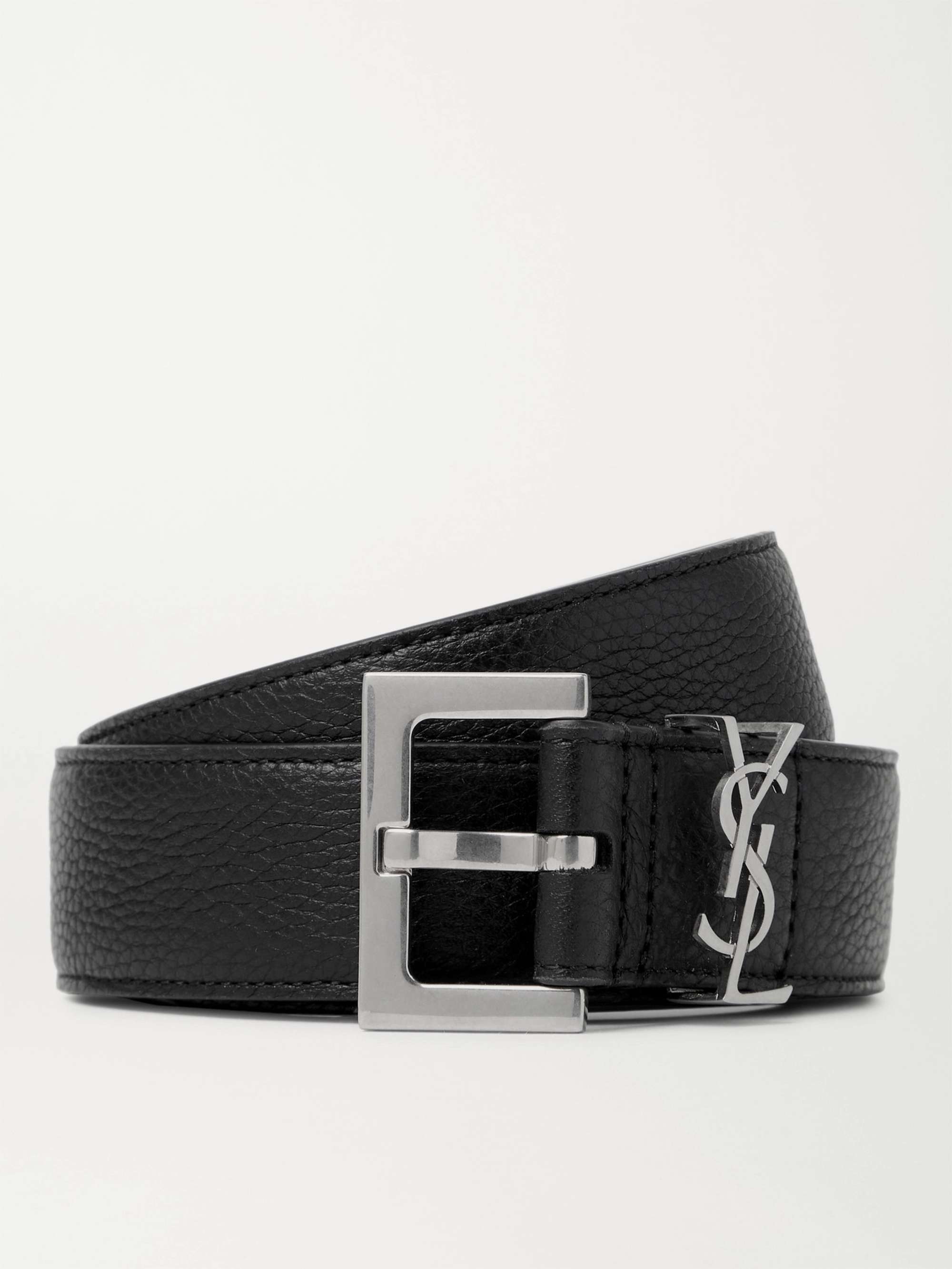 SAINT LAURENT 3cm Full-Grain Leather Belt for Men | MR PORTER