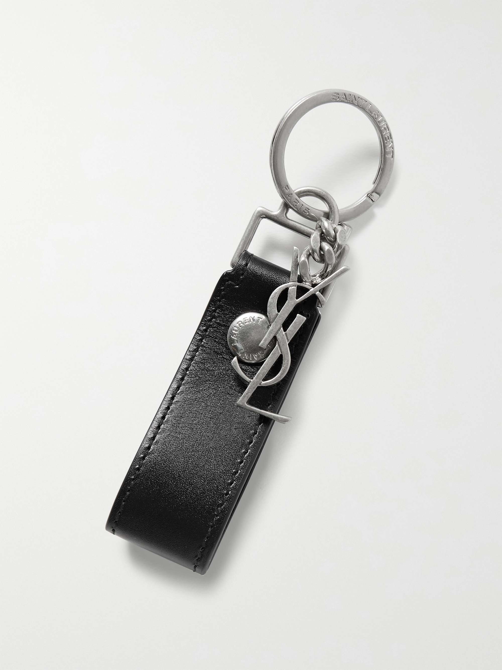 Saint Laurent Men's Cassandre Key Ring in Smooth Leather