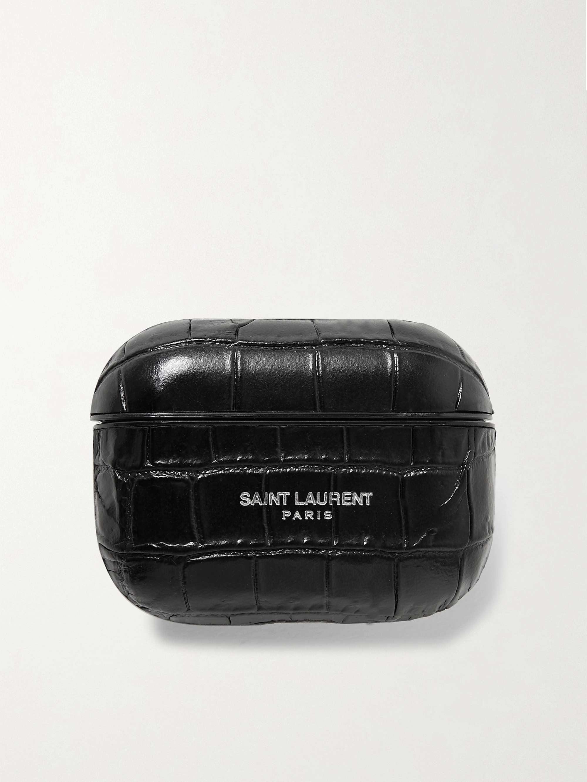 Black Logo-Print Croc-Effect Leather AirPods Pro Case | SAINT LAURENT | MR  PORTER