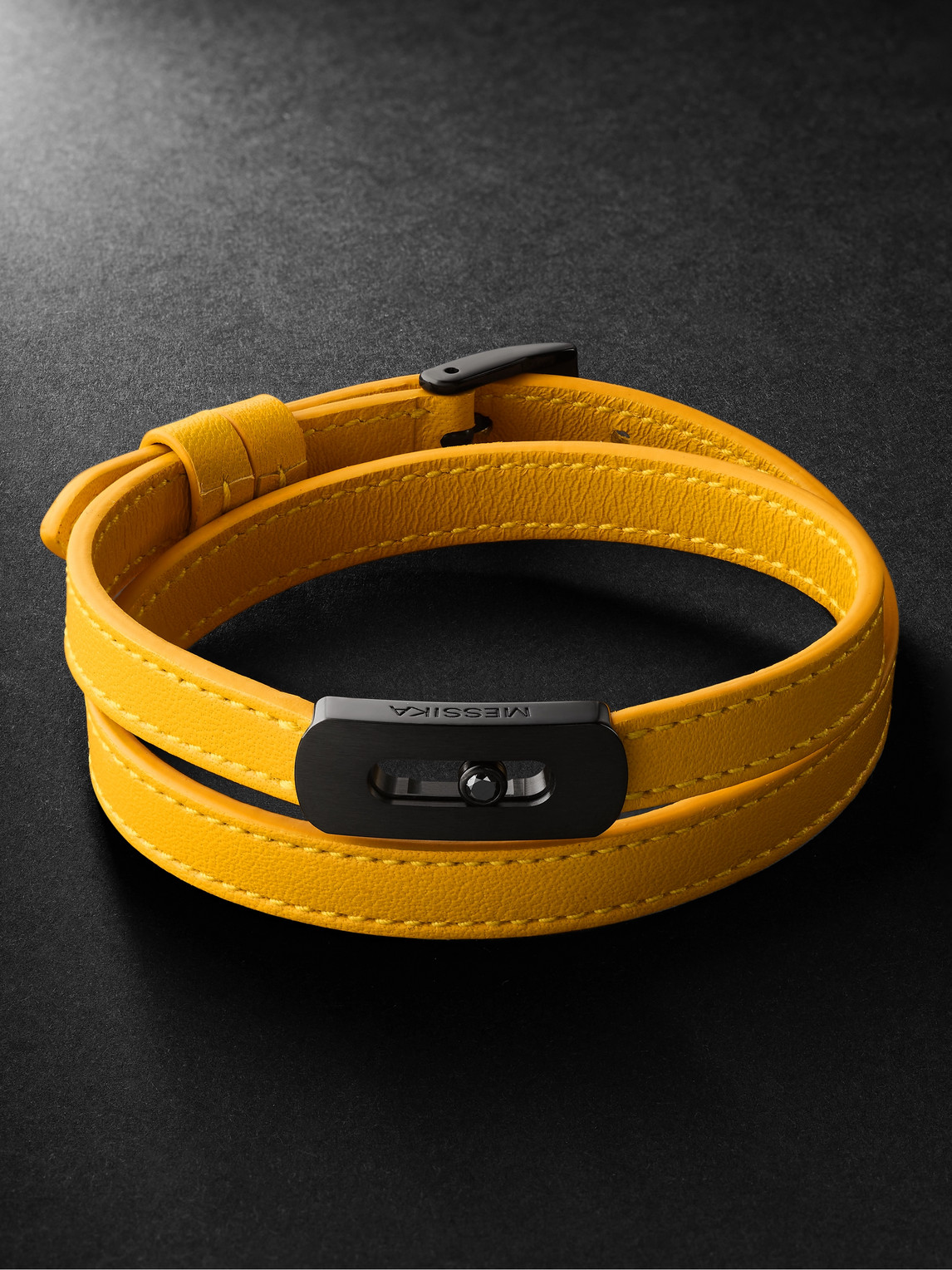 Messika My Move Dlc-coated, Diamond And Leather Bracelet In Yellow