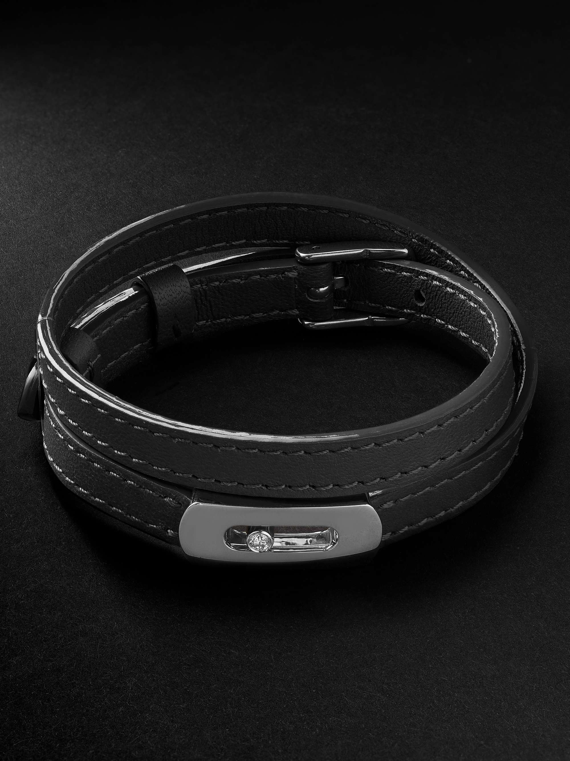 Mens Bracelet Black and White Leather Bracelet Mens Leather 