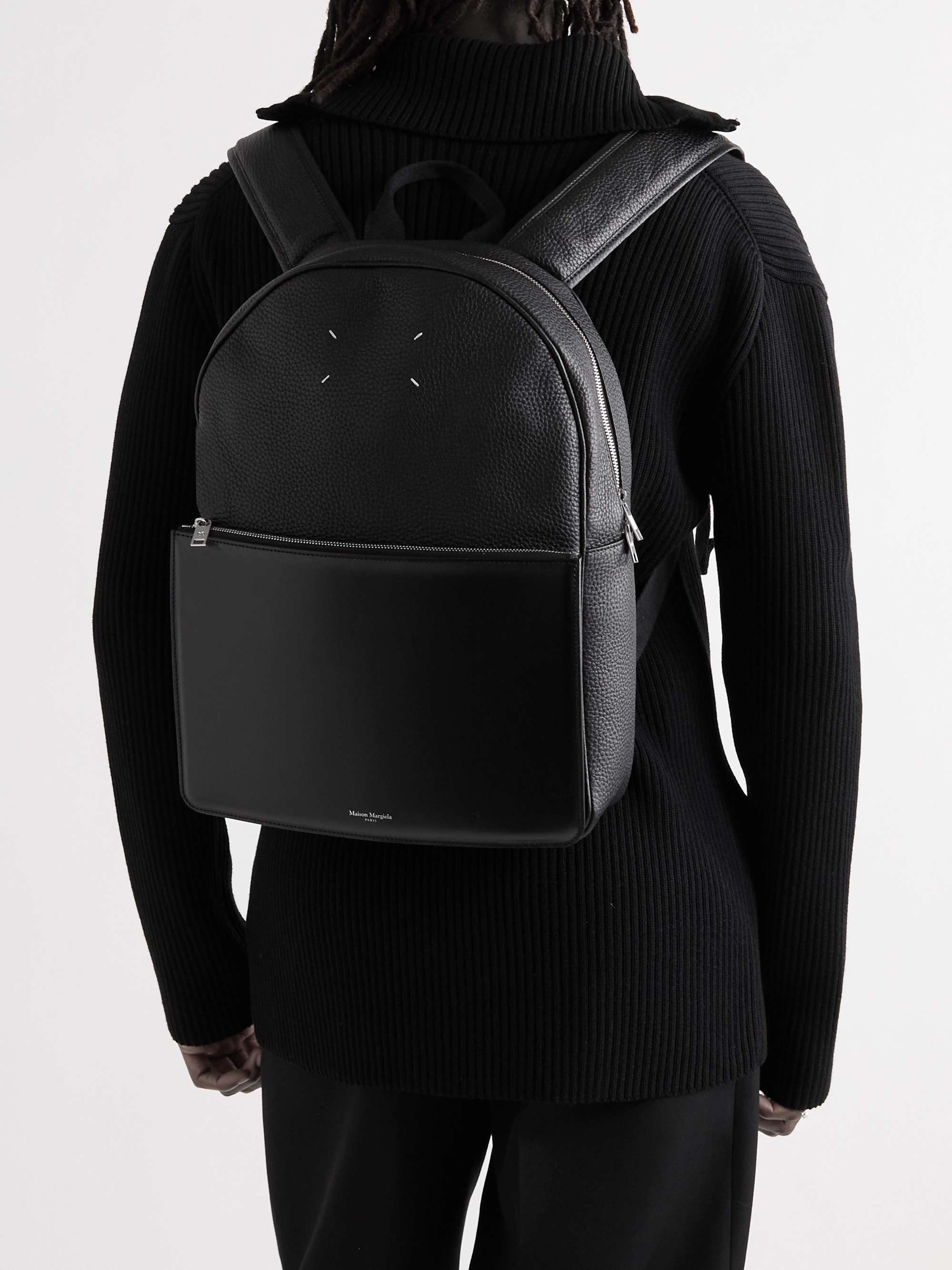 MAISON MARGIELA Full-Grain and Smooth Leather Backpack for Men | MR PORTER