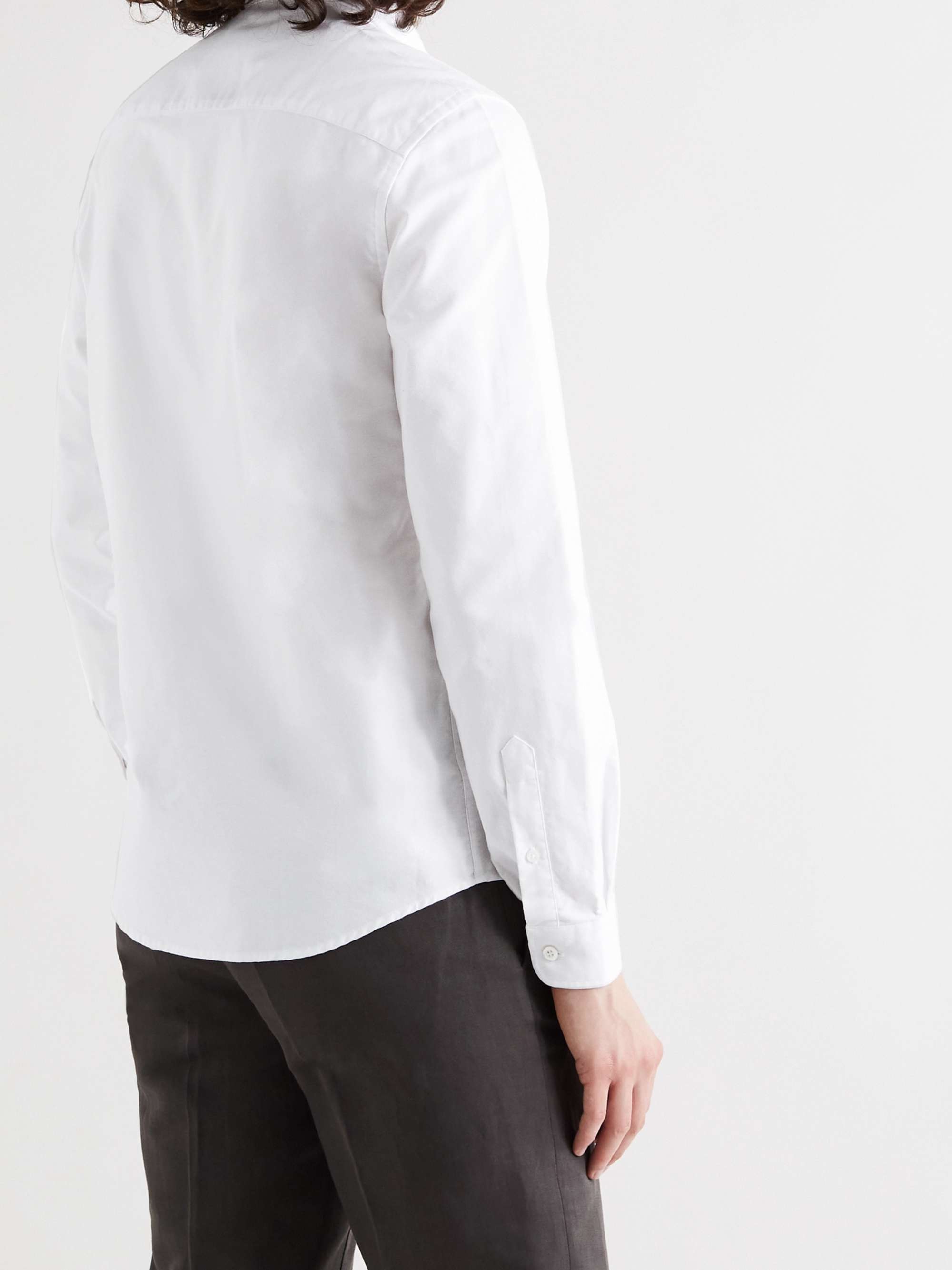 AMI PARIS Button-Down Collar Logo-Embroidered Cotton Oxford Shirt for ...