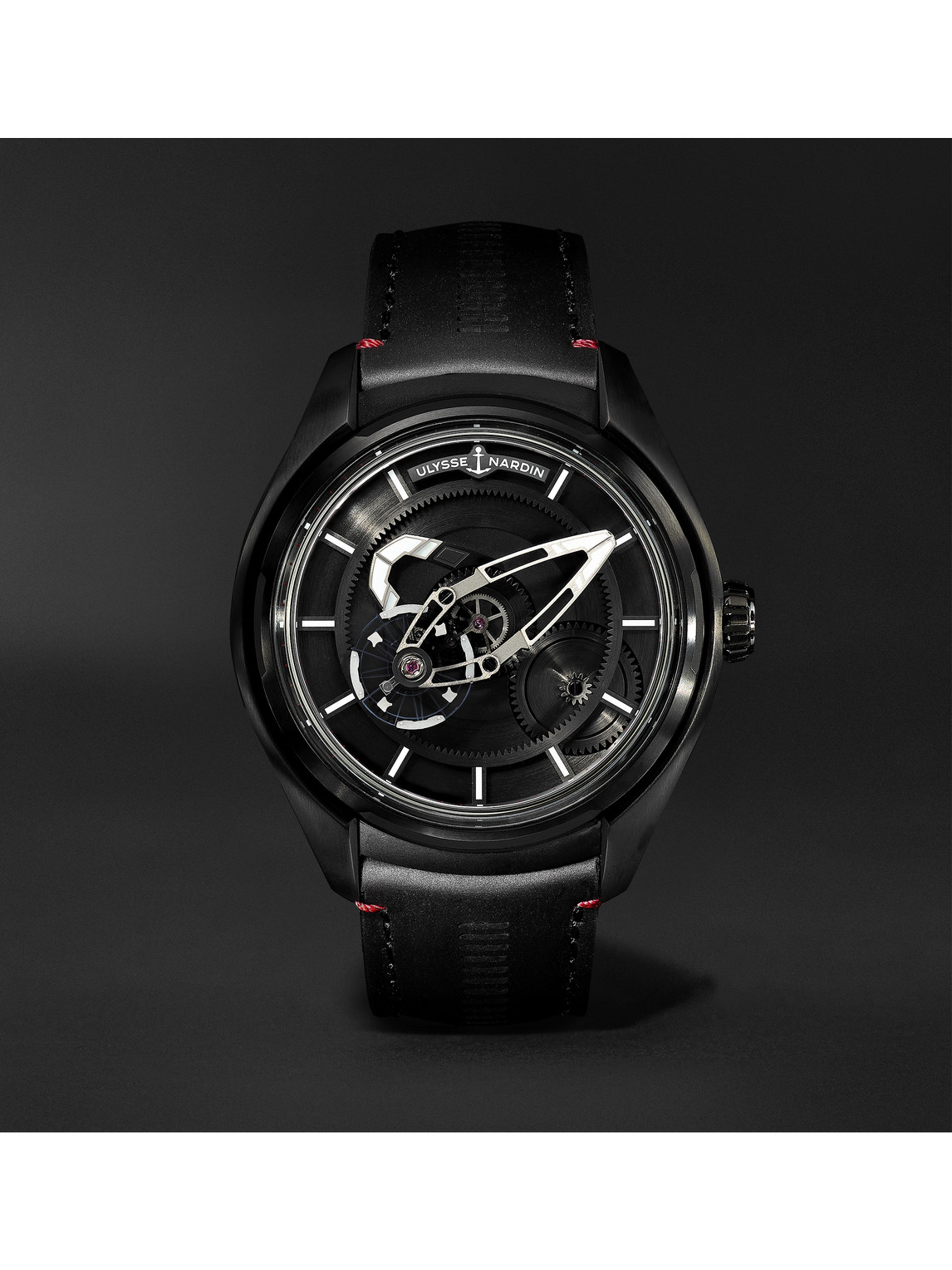 Ulysse Nardin Freak X Ti Automatic 43mm Titanium And Leather Watch, Ref. No. 2303-270.1 In Black