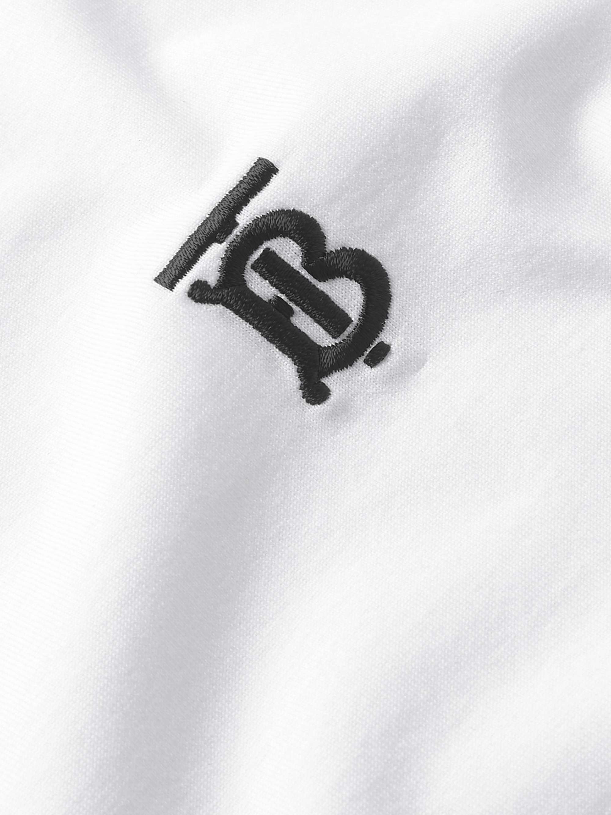 White Logo-Embroidered Cotton-Jersey T-Shirt | BURBERRY | MR PORTER