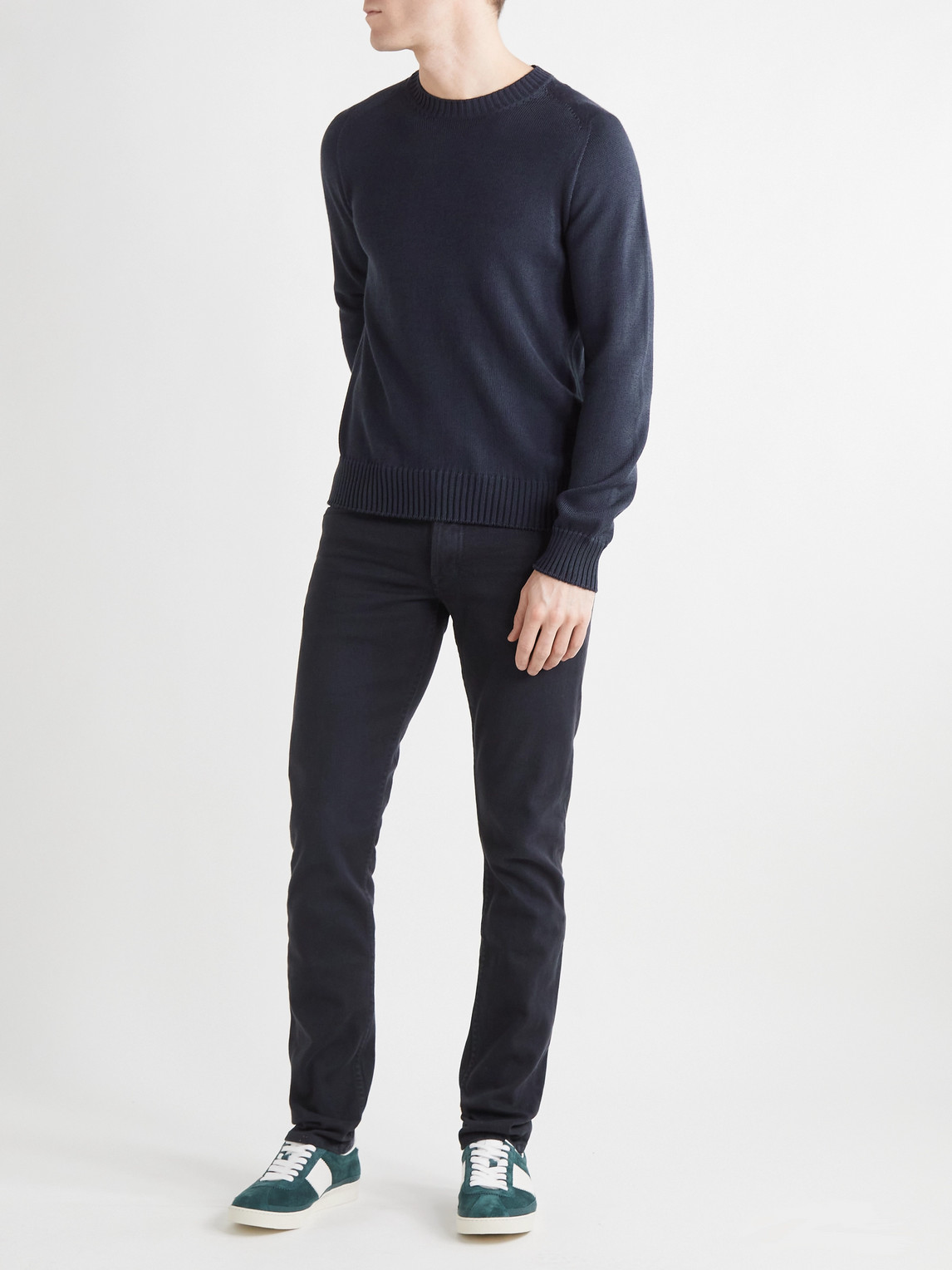 Shop Tom Ford Cotton And Silk-blend Sweater In Blue