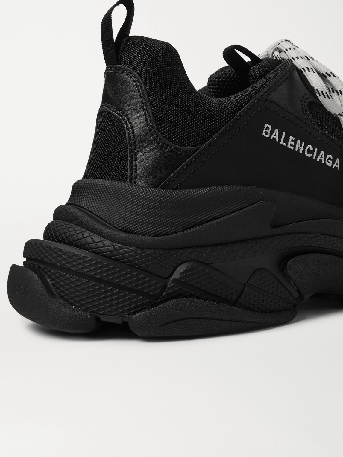 Shop Balenciaga Triple S Mesh, Faux Nubuck And Faux Leather Sneakers In Black