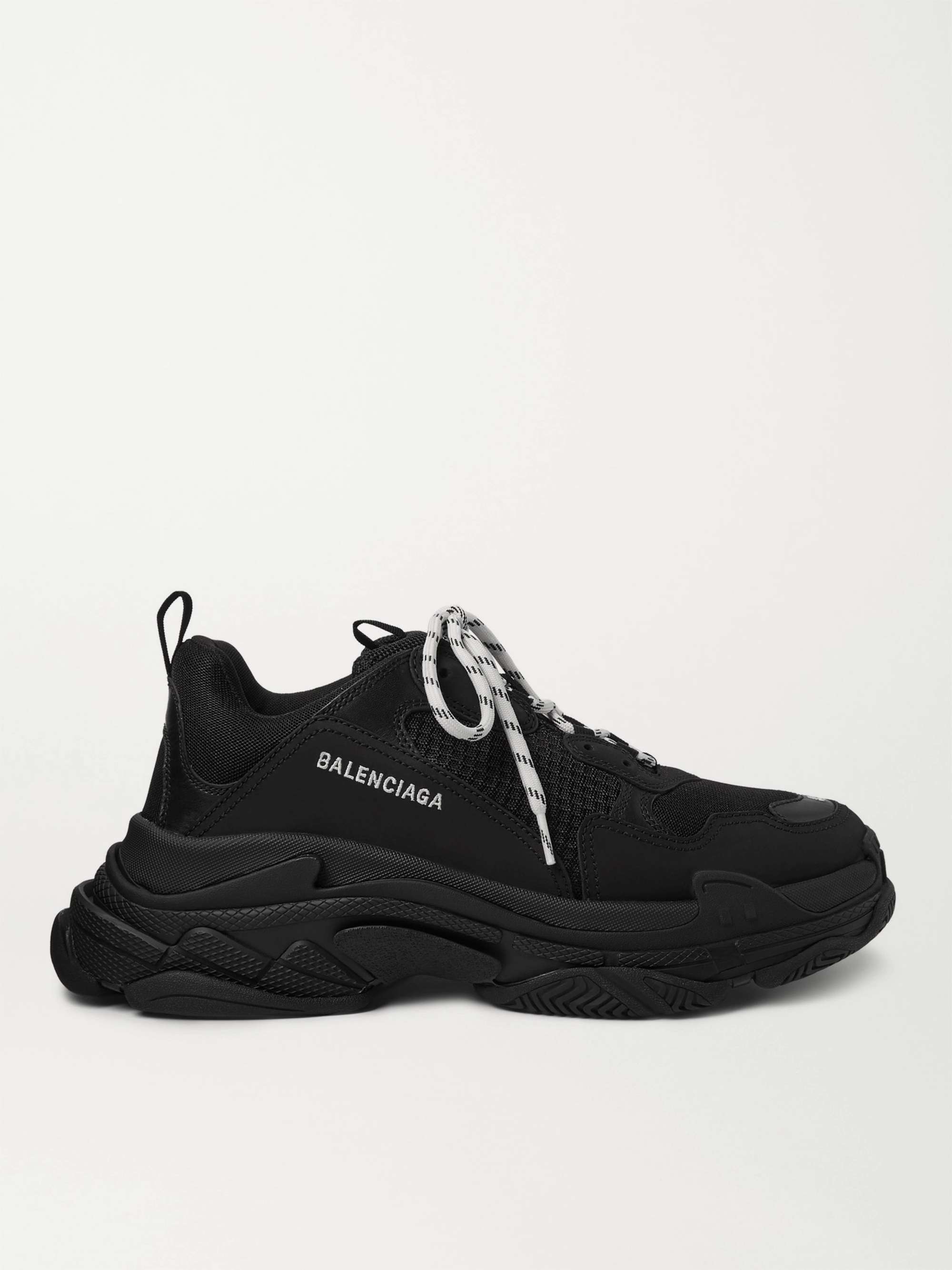 BALENCIAGA Triple S Mesh, Faux Nubuck and Faux Leather Sneakers for Men |  MR PORTER