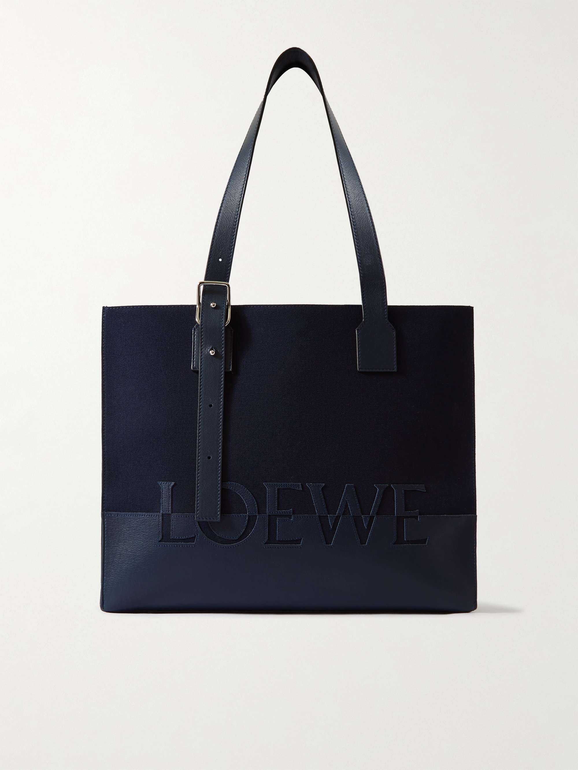 LOEWE Leather-Trimmed Canvas Tote Bag for Men | MR PORTER
