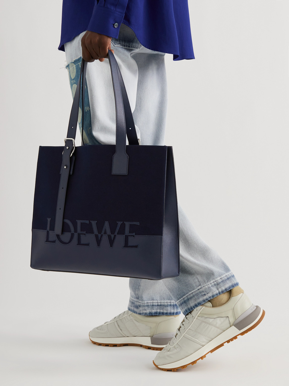 Loewe Buckle Anagram Tote Bag in White for Men