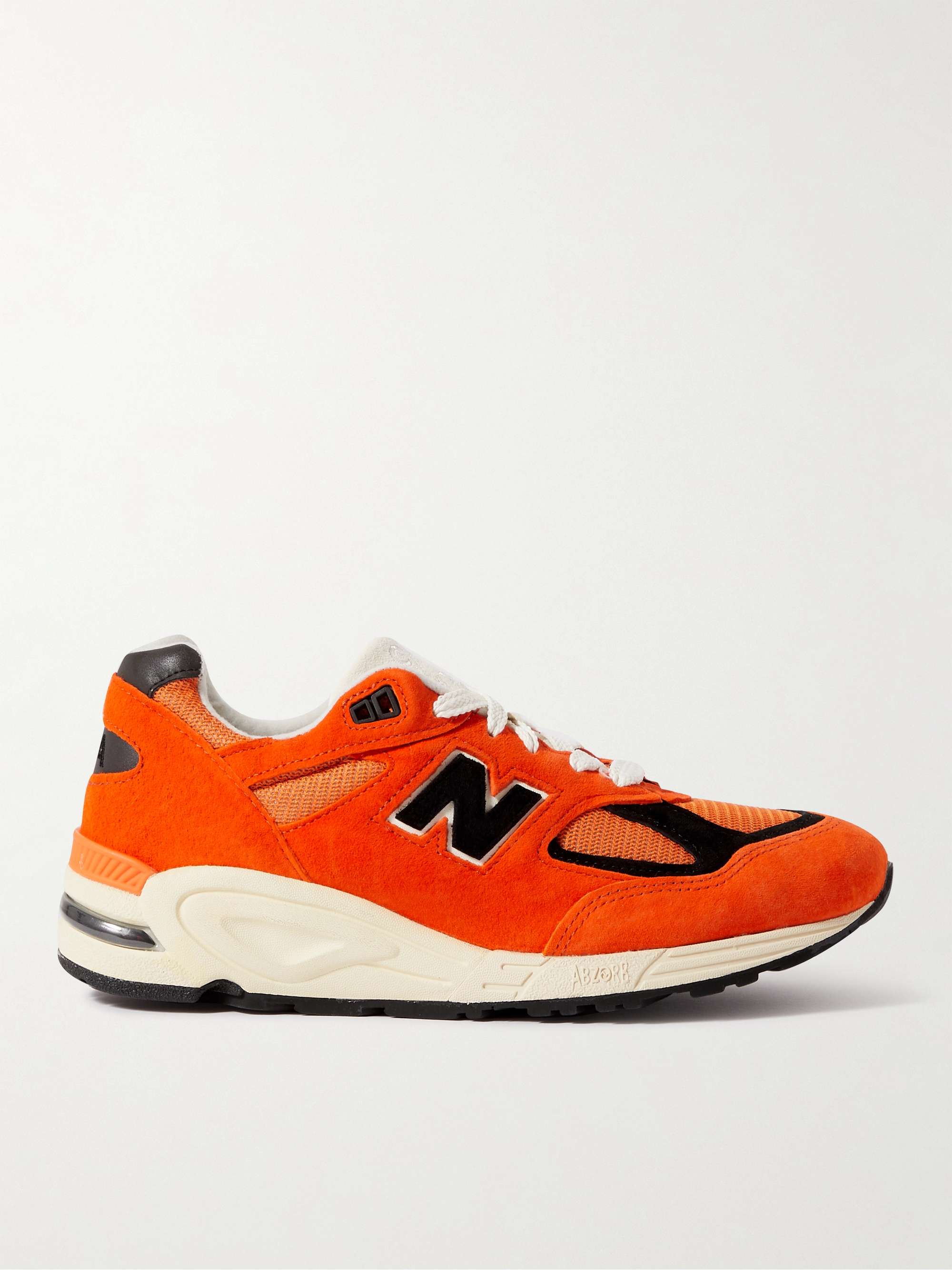 Orange MADE in USA 990v2 Mesh and Suede Sneakers | NEW BALANCE | MR PORTER