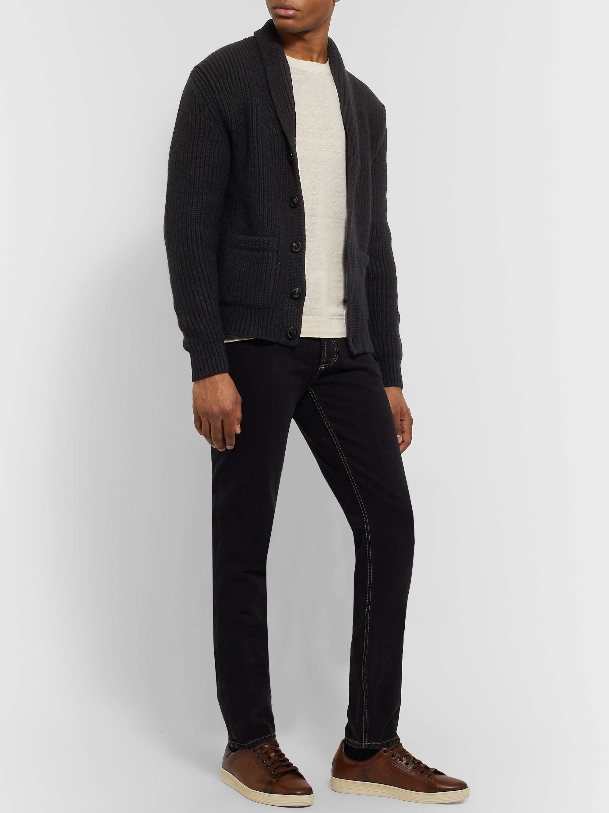 TOM FORD Shawl-Collar Cable-Knit Cashmere and Mohair-Blend Cardigan | MR  PORTER