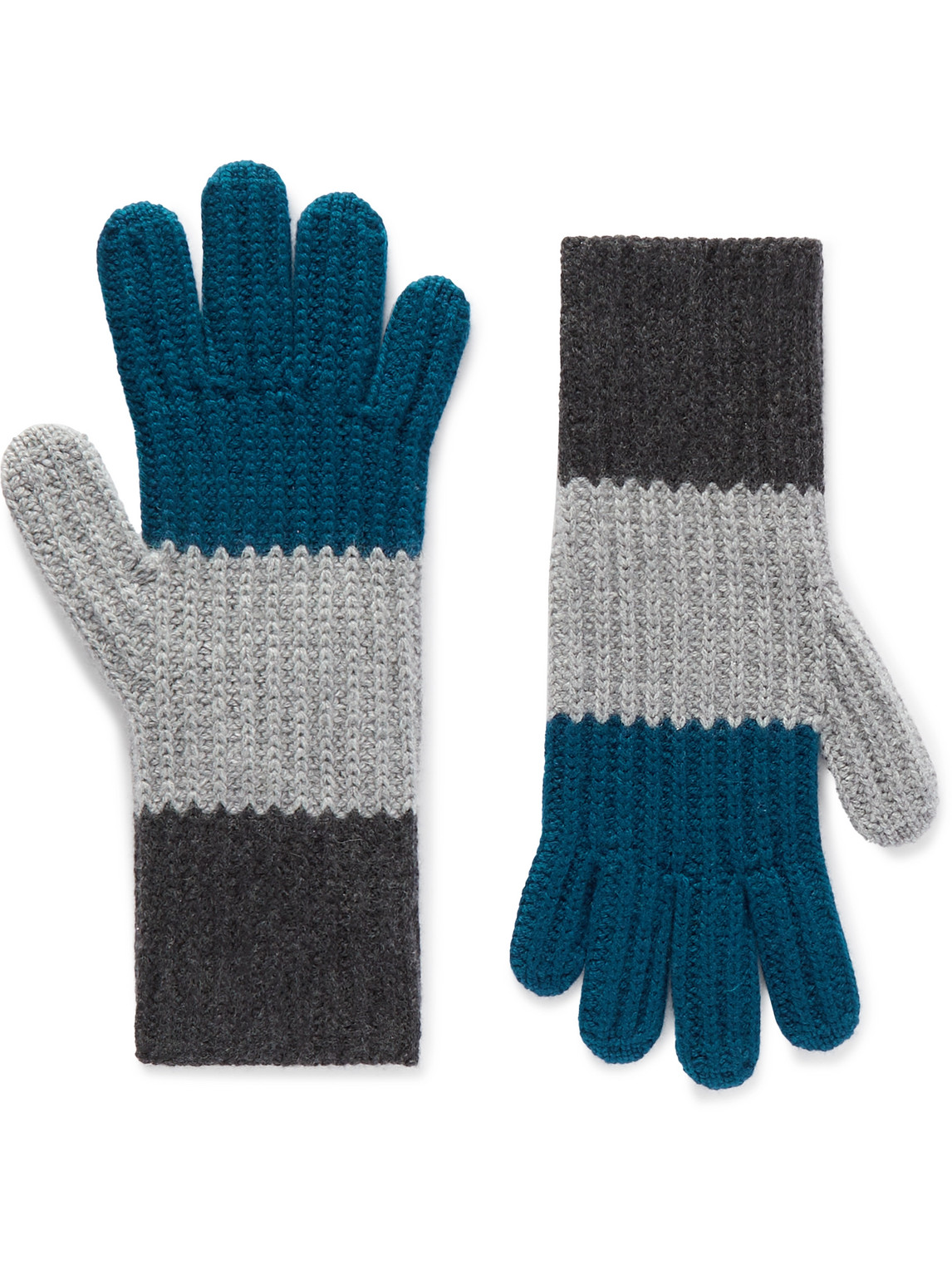 Loro Piana Striped Cashmere Gloves In Blue