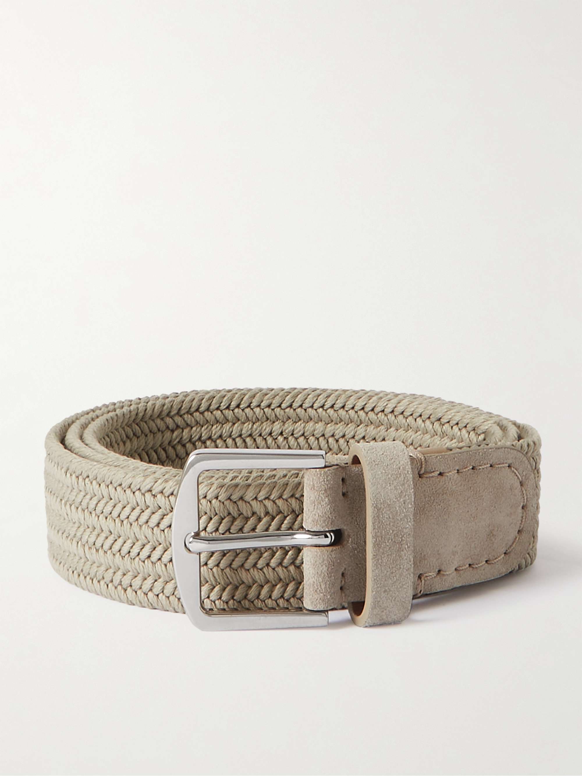 Beige 3.5cm Suede-Trimmed Woven Cotton Belt | LORO PIANA | MR PORTER