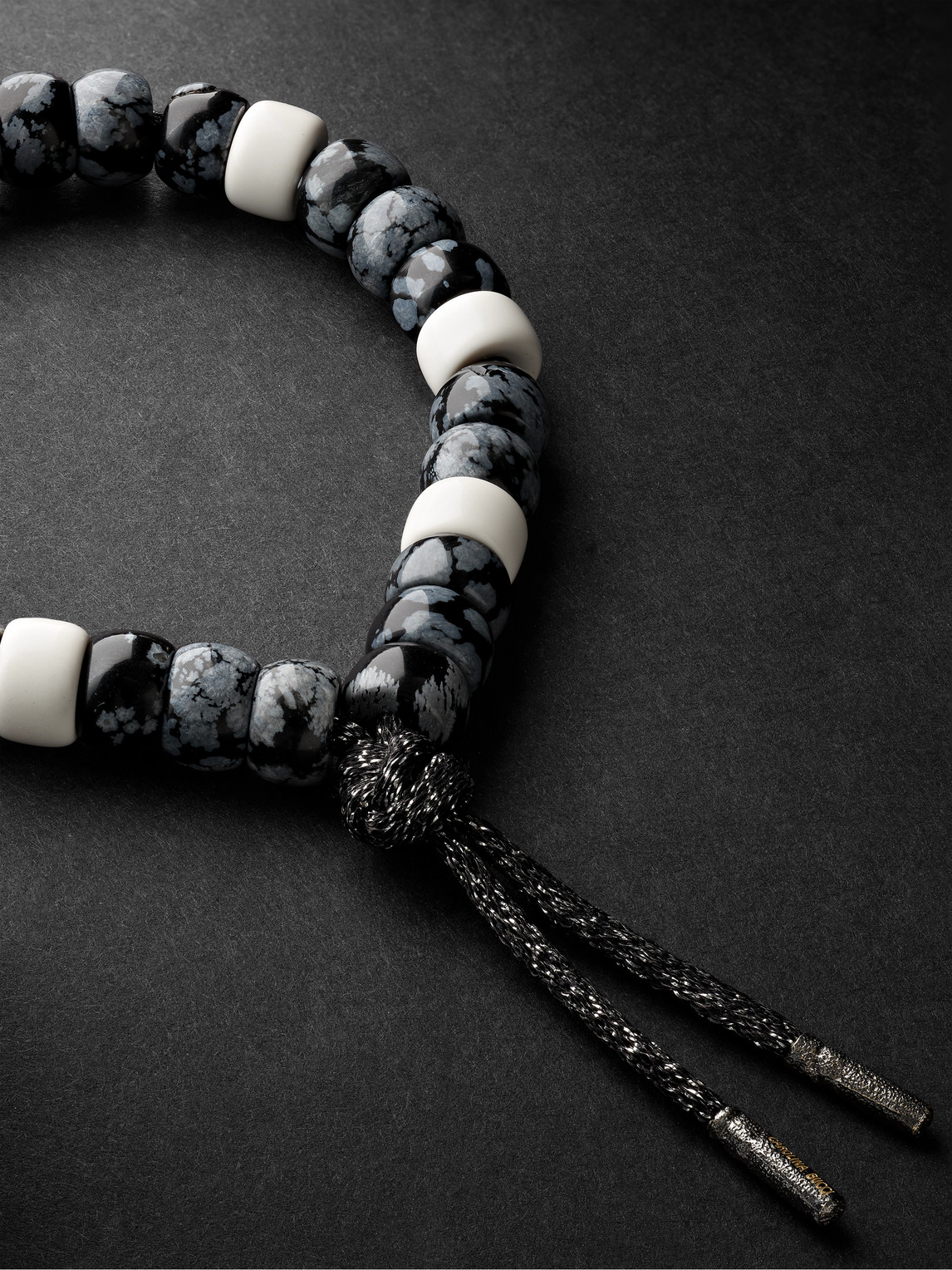 Shop Carolina Bucci Forte Beads Blackened Gold, Obsidian And Magnesite Bracelet In Unknown