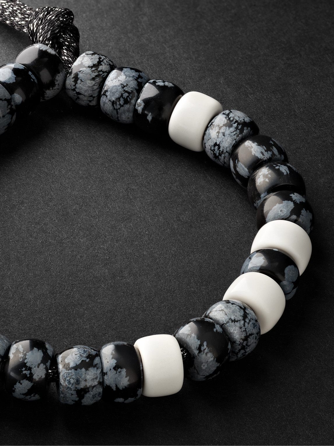 Shop Carolina Bucci Forte Beads Blackened Gold, Obsidian And Magnesite Bracelet In Unknown