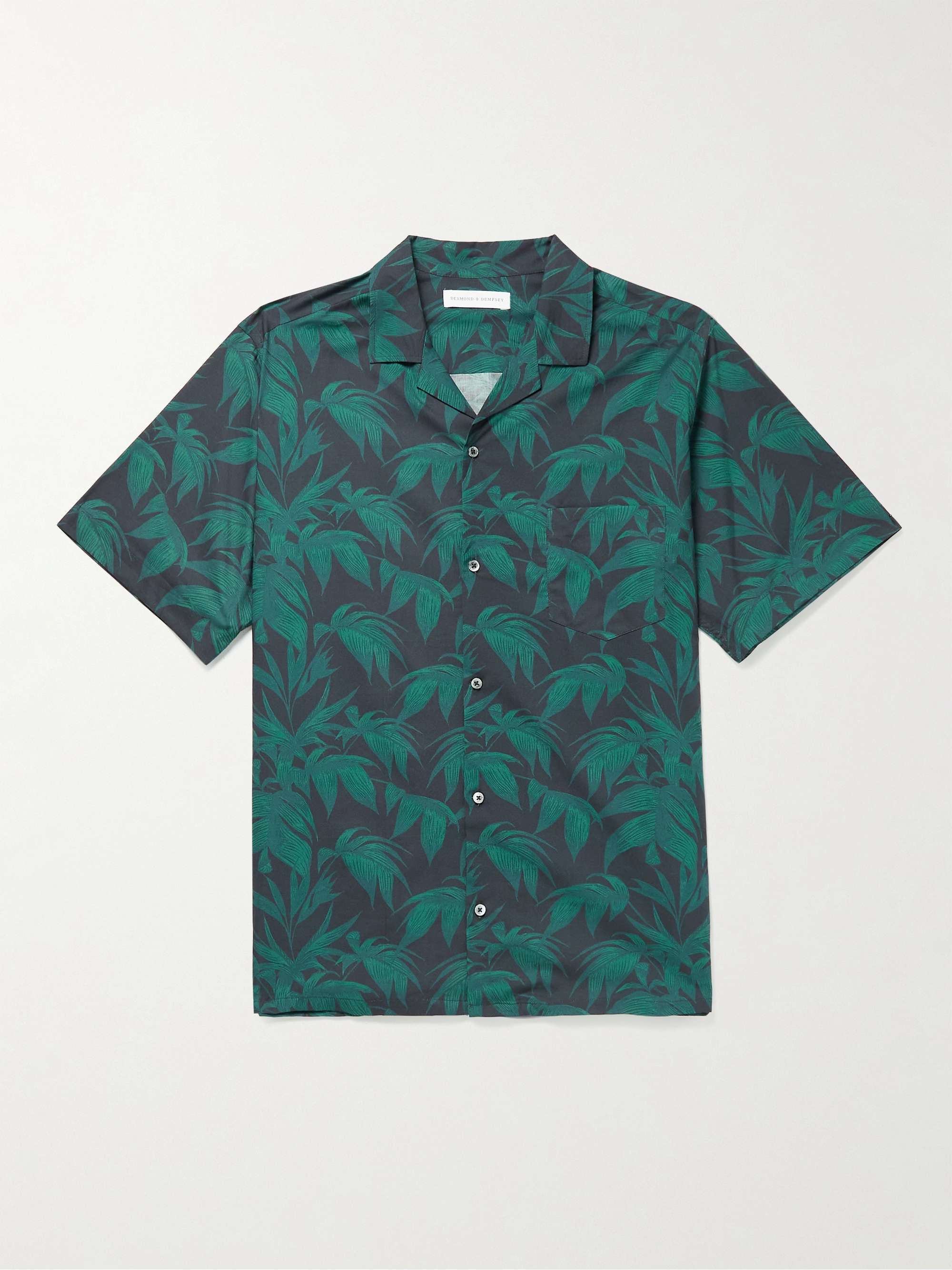 Green Camp-Collar Printed Cotton Shirt | DESMOND & DEMPSEY | MR PORTER