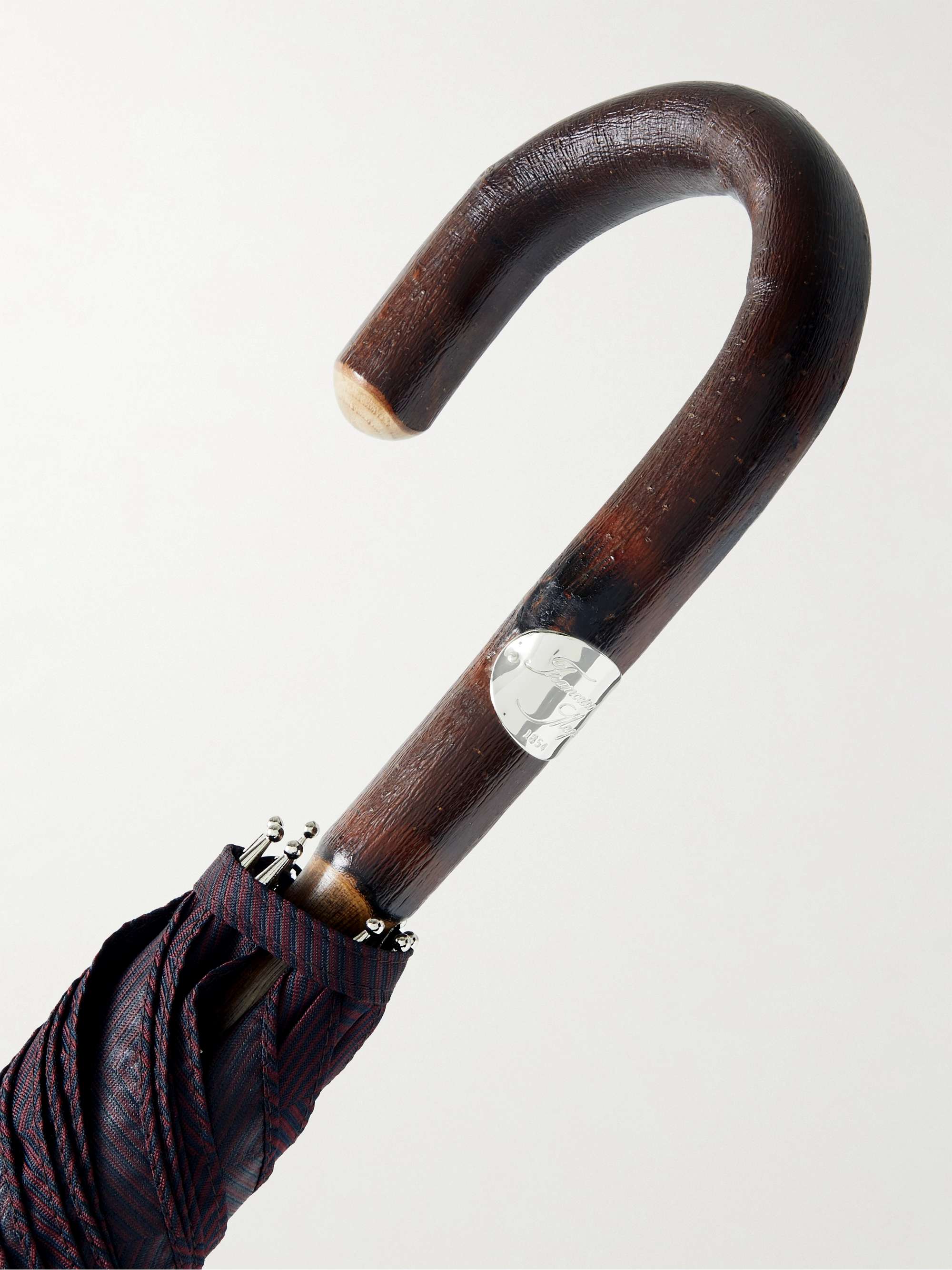 Ombrello a righe con manico in legno di castagno FRANCESCO MAGLIA da uomo |  MR PORTER