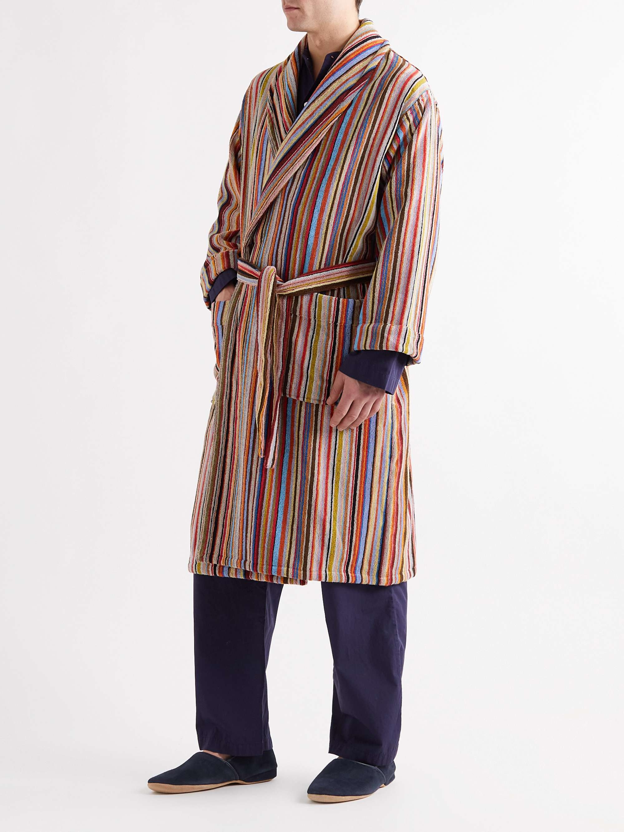 PAUL SMITH Striped Cotton-Terry Hooded Robe | MR PORTER