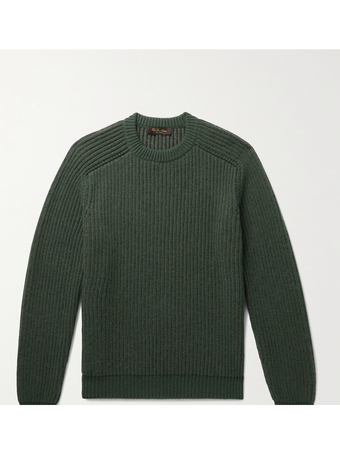 Loro Piana Ribbed Mélange Cashmere Jumper In Green