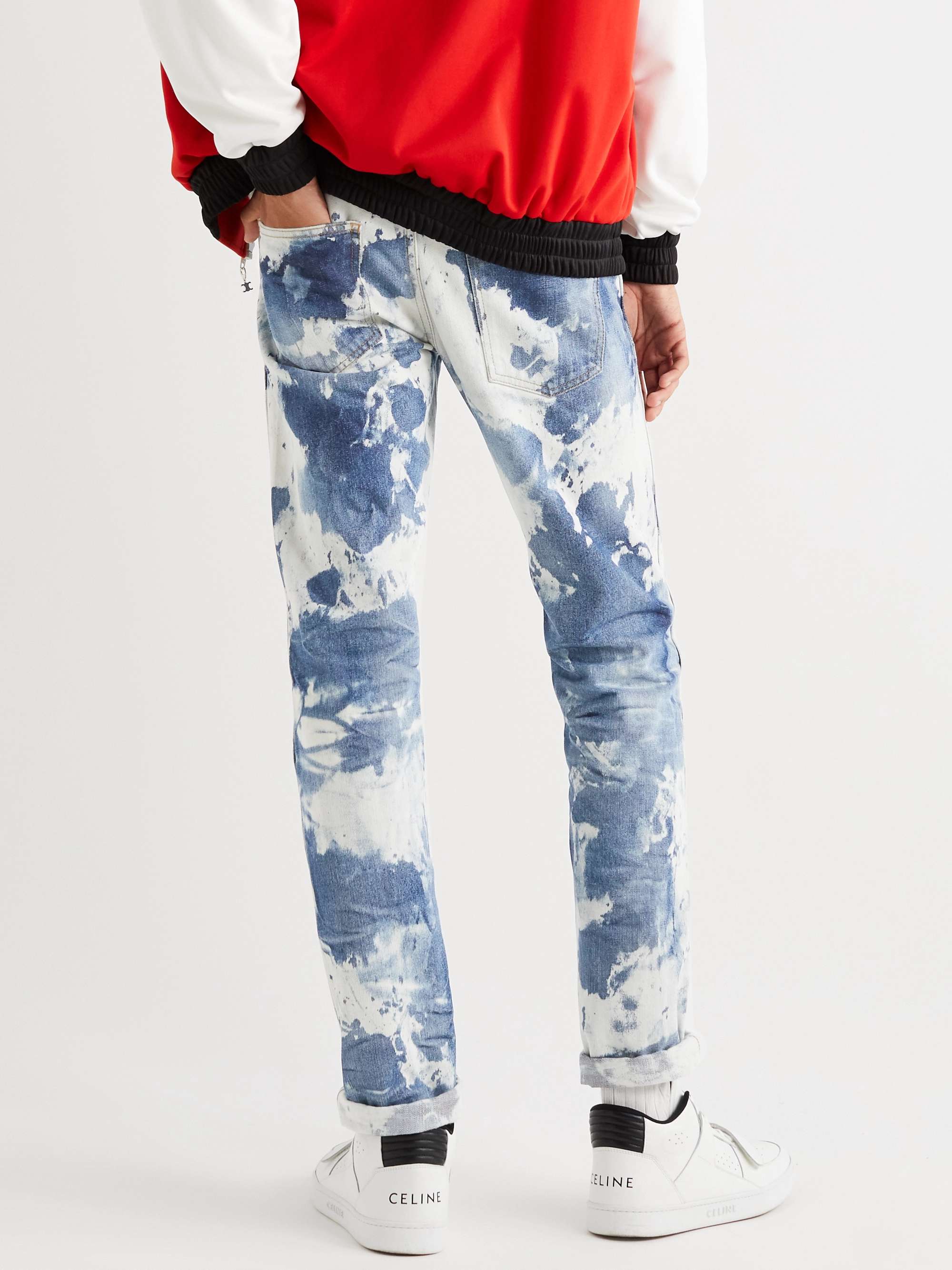 CELINE HOMME Slim-Fit Low-Rise Bleached Camouflage Denim Jeans for Men | MR  PORTER